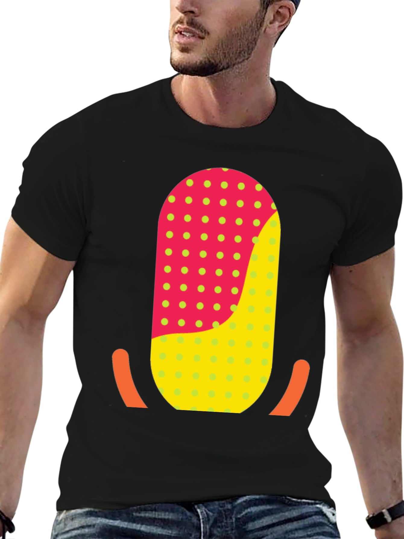 Funky Retro T-Shirt with Geometric Graphic Print