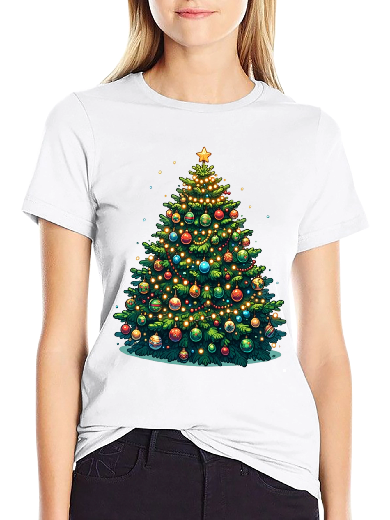 Christmas Tree Graphic Tee Holiday Shirt