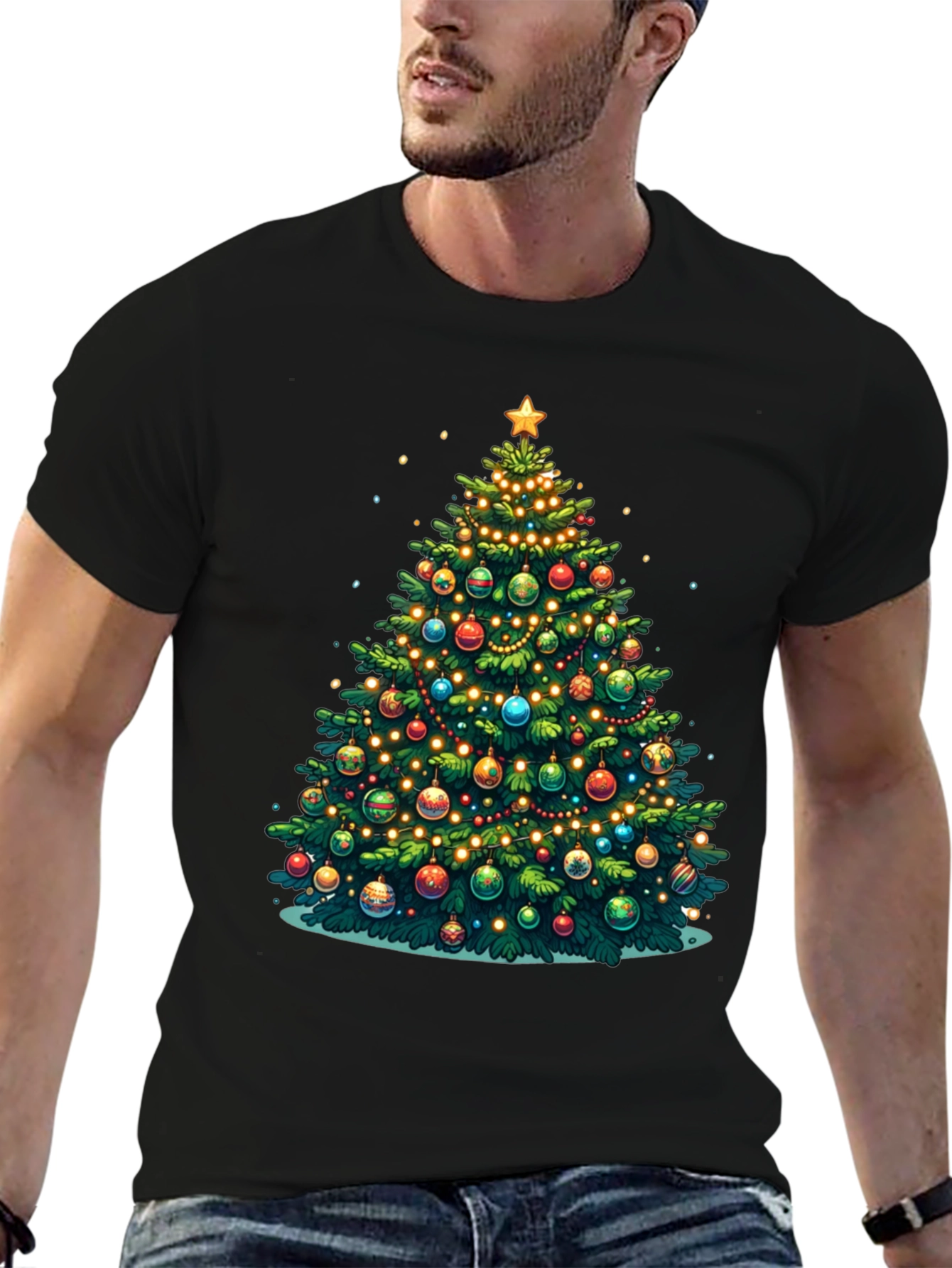 Christmas Tree Graphic Tee Holiday Shirt
