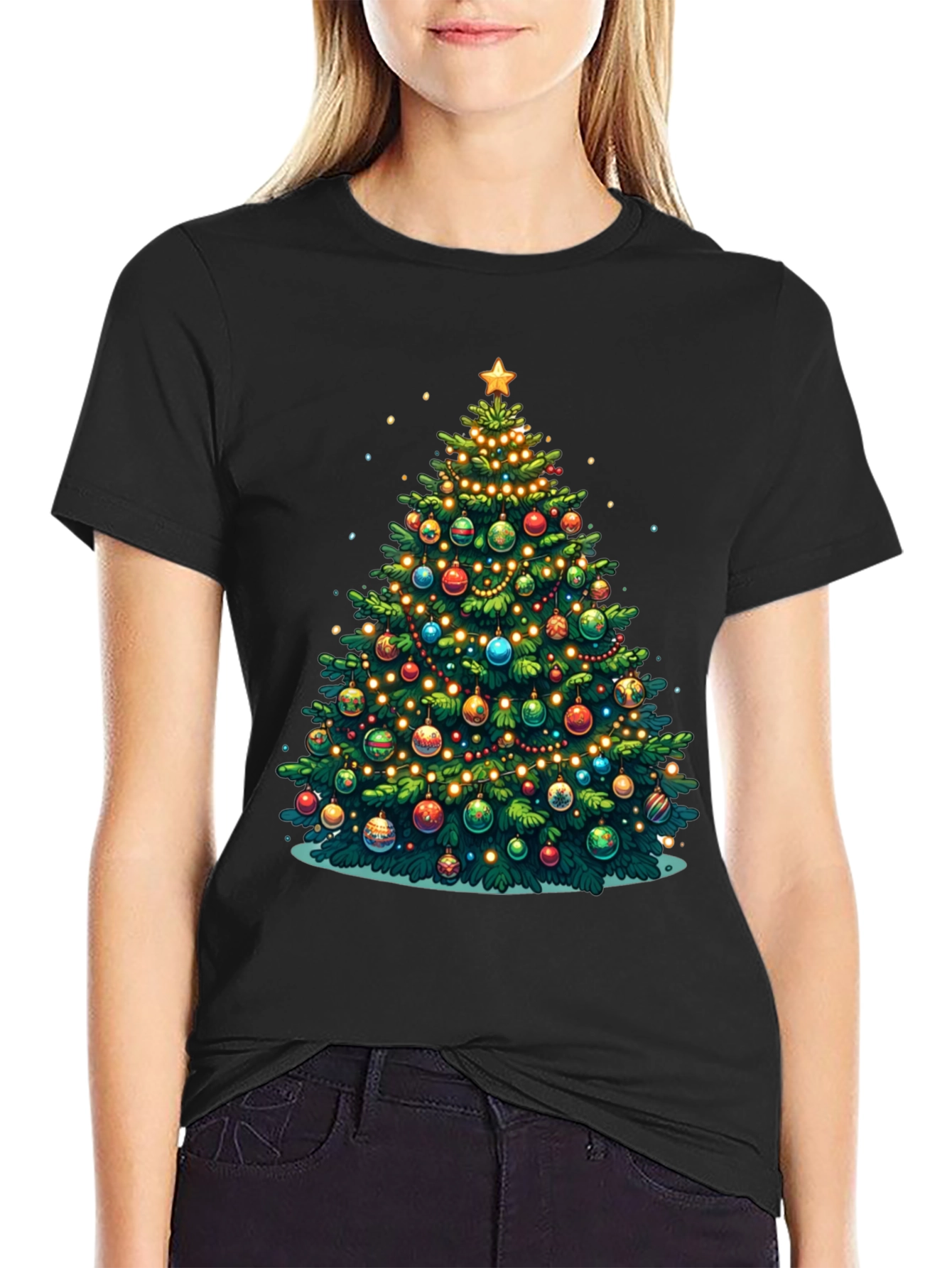 Christmas Tree Graphic Tee Holiday Shirt