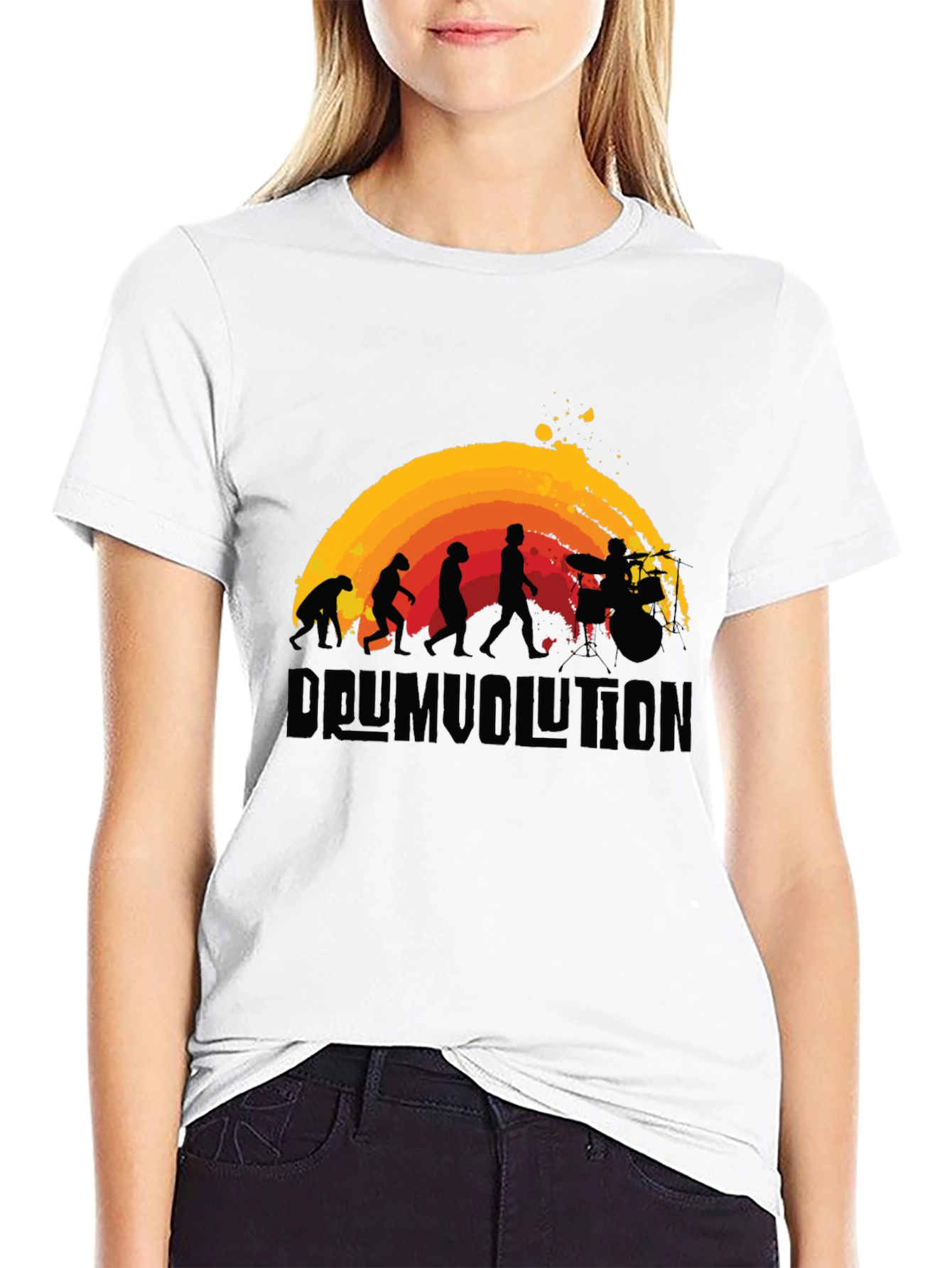 Drumvolution T-Shirt - Evolution of a Drummer Black Tee