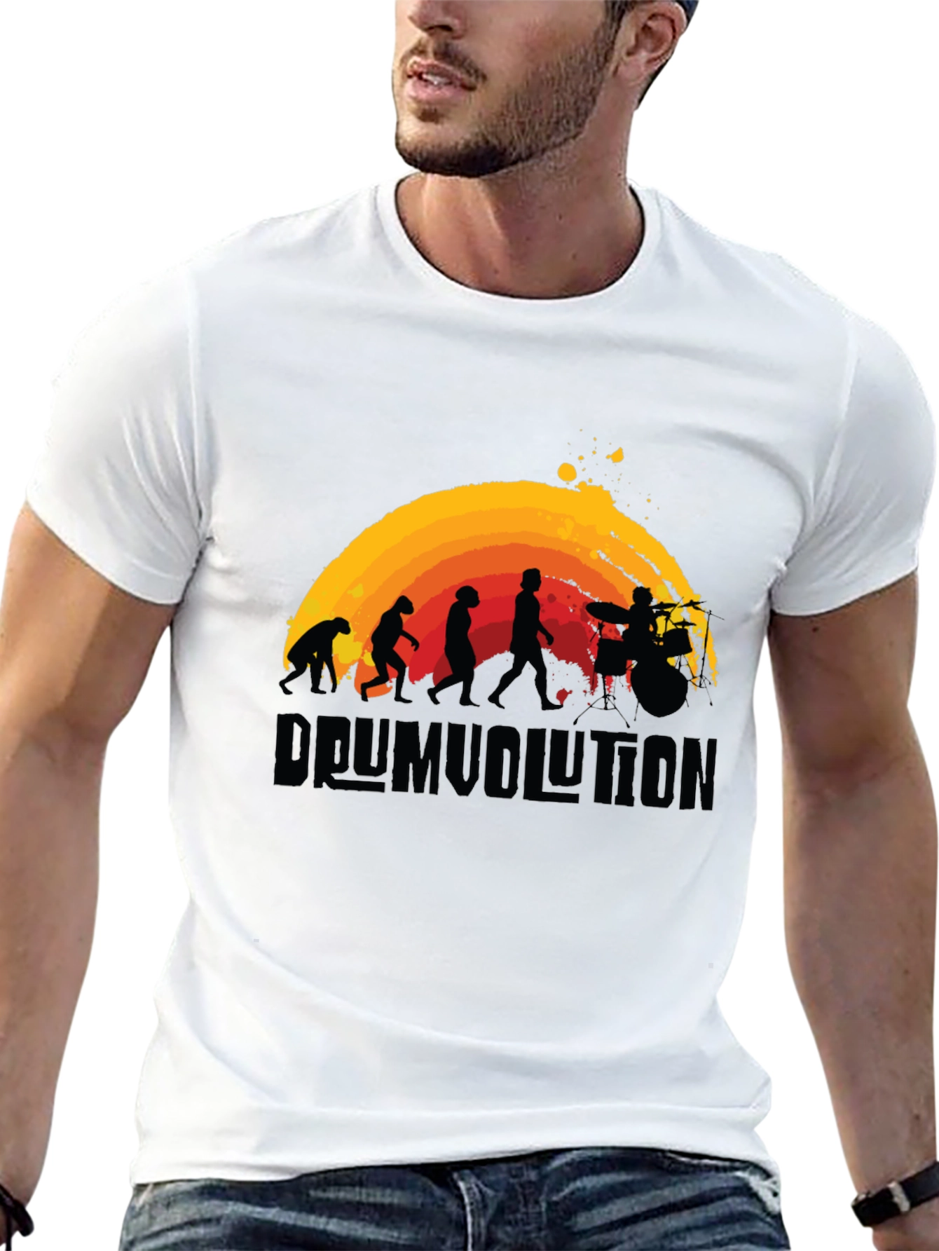 Drumvolution T-Shirt - Evolution of a Drummer Black Tee