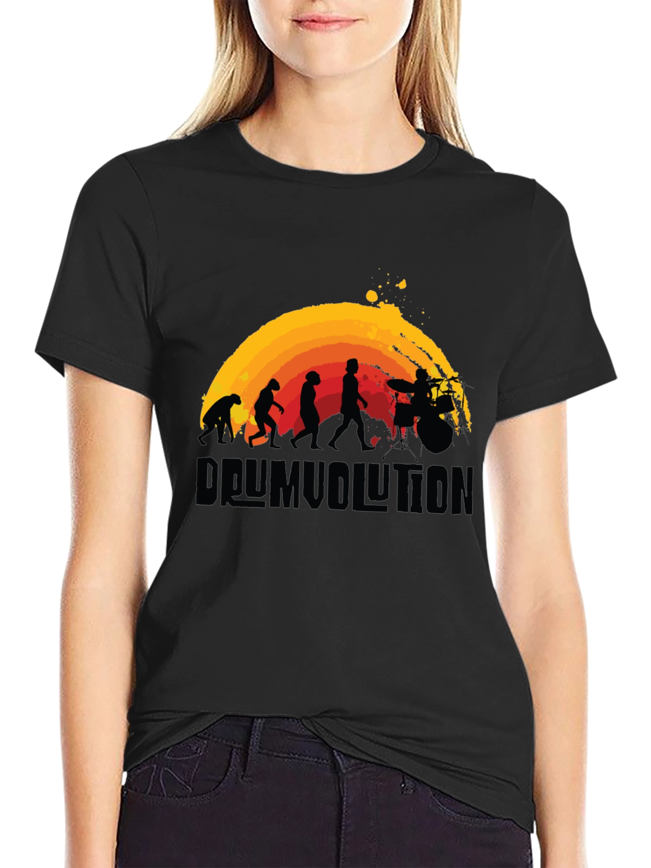 Drumvolution T-Shirt - Evolution of a Drummer Black Tee