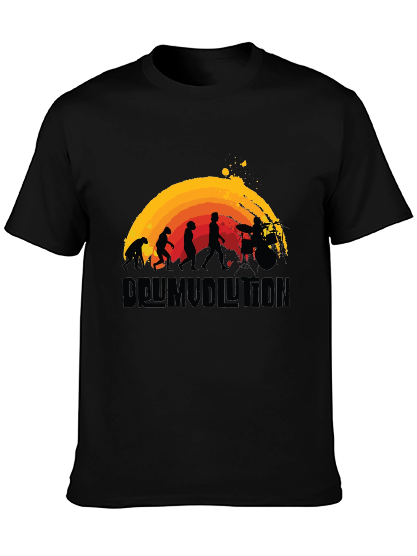 Drumvolution T-Shirt - Evolution of a Drummer Black Tee