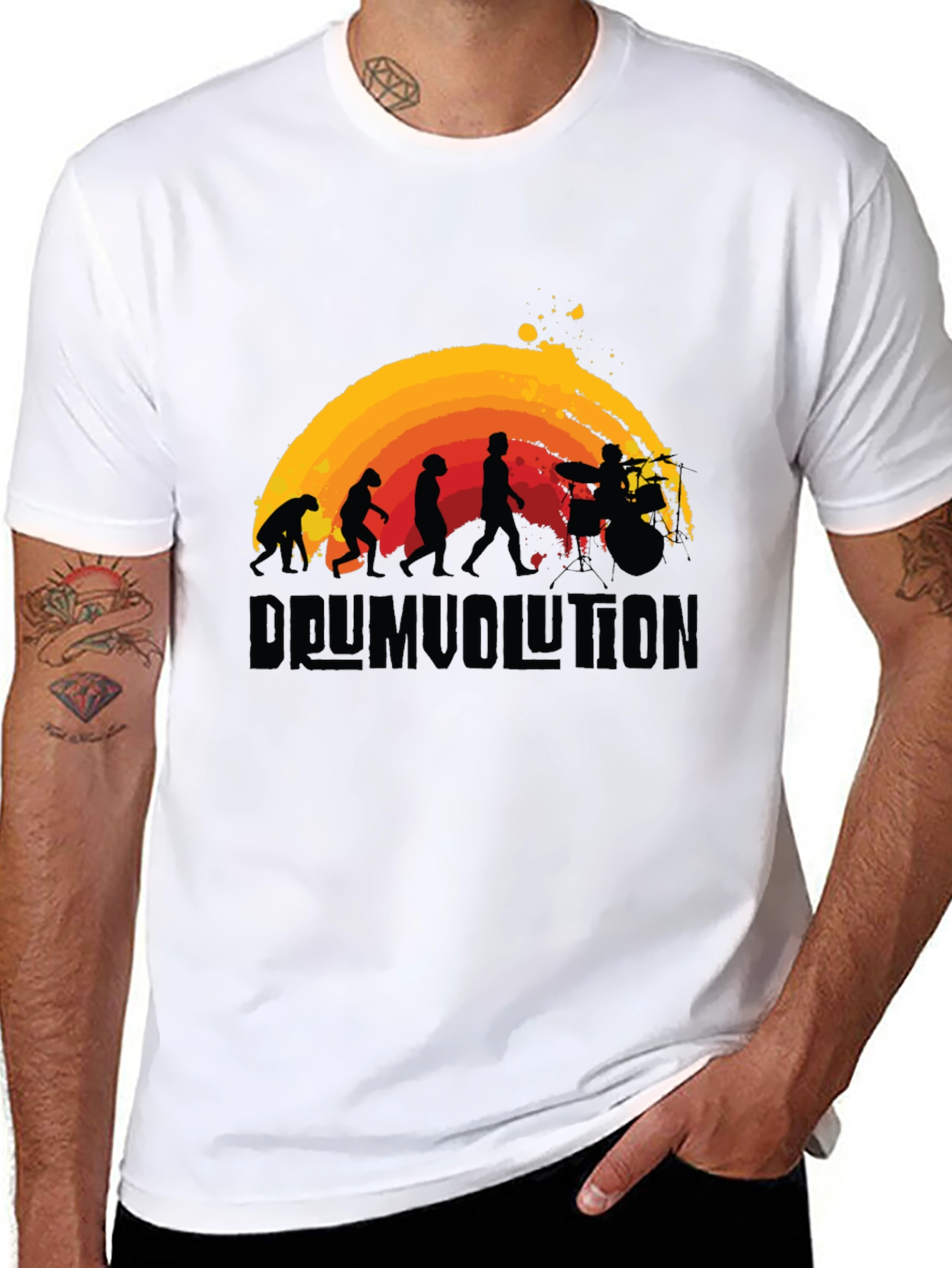 Drumvolution T-Shirt - Evolution of a Drummer Black Tee