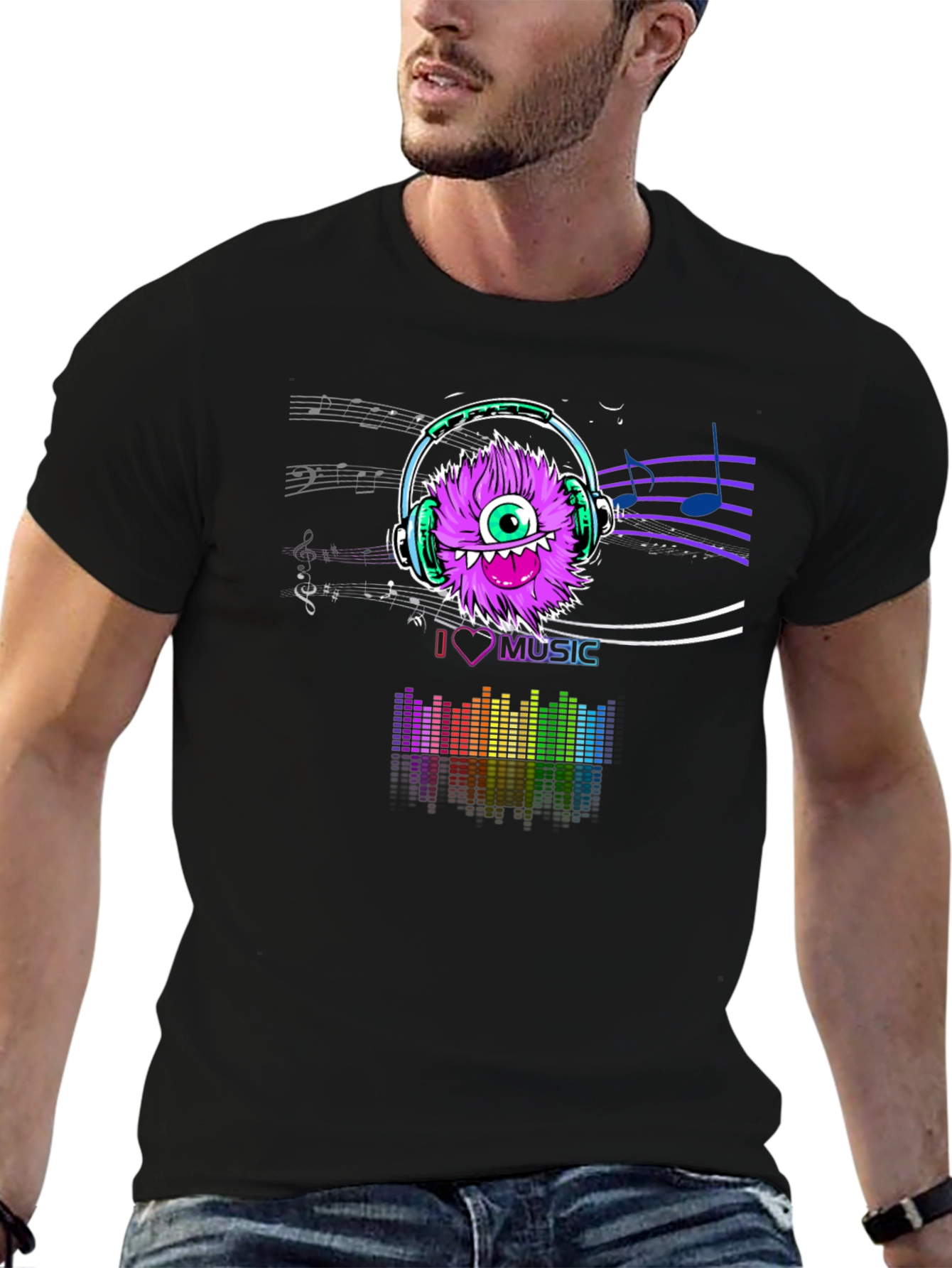 I Love Music T-Shirt - Purple Monster Graphic Tee