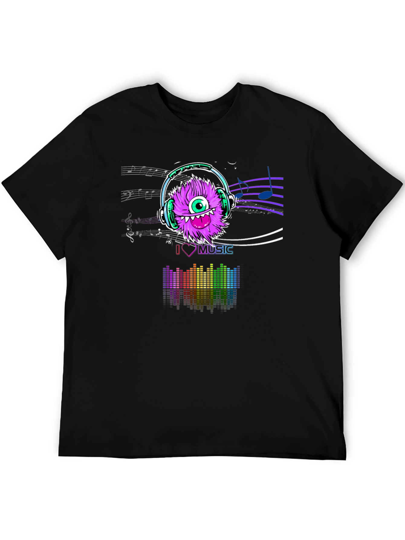 I Love Music T-Shirt - Purple Monster Graphic Tee
