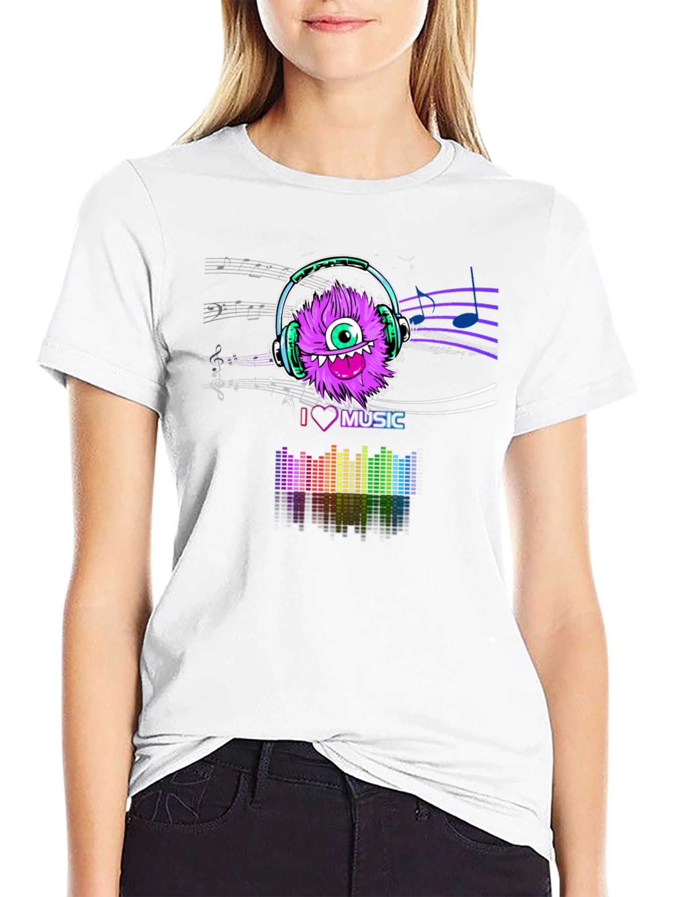 I Love Music T-Shirt - Purple Monster Graphic Tee