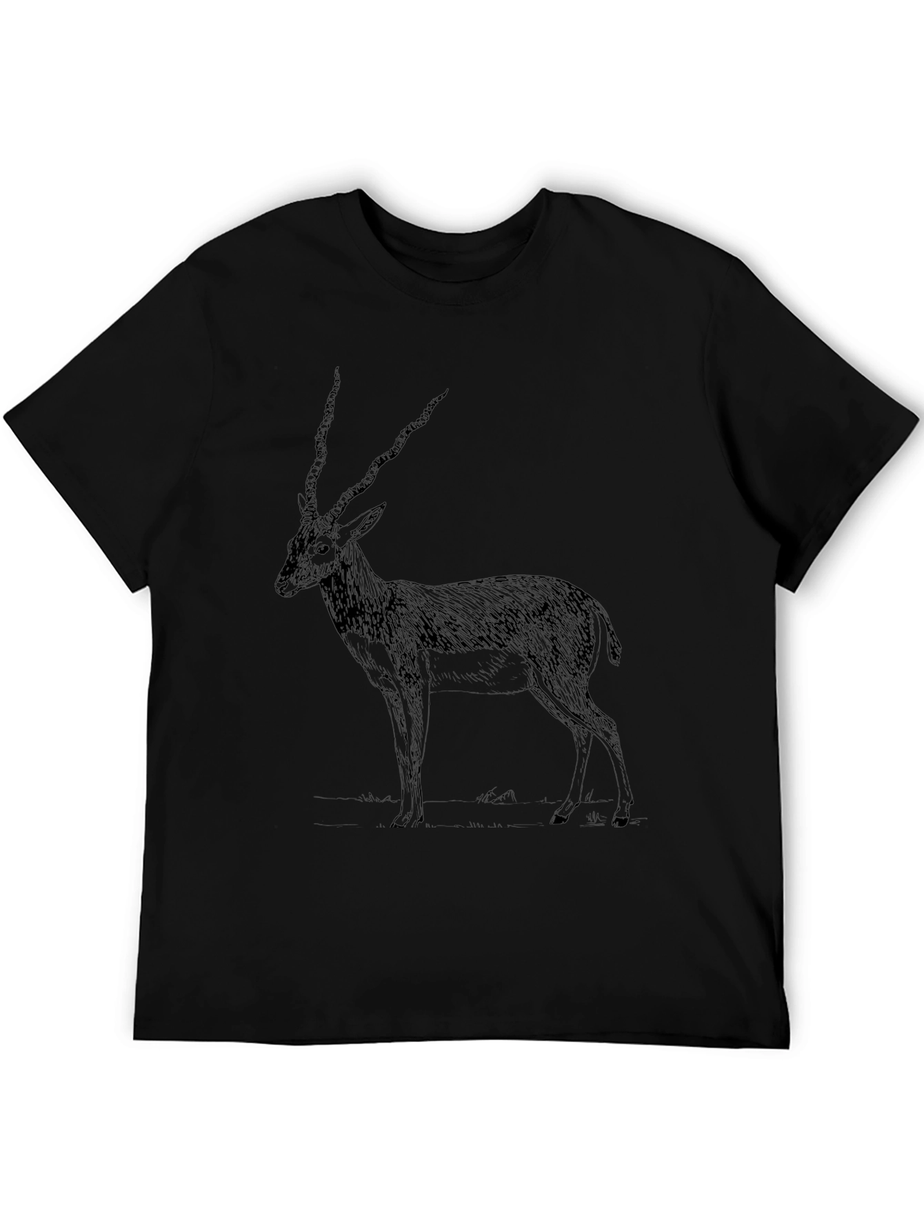 Antelope Graphic Print Black T-Shirt