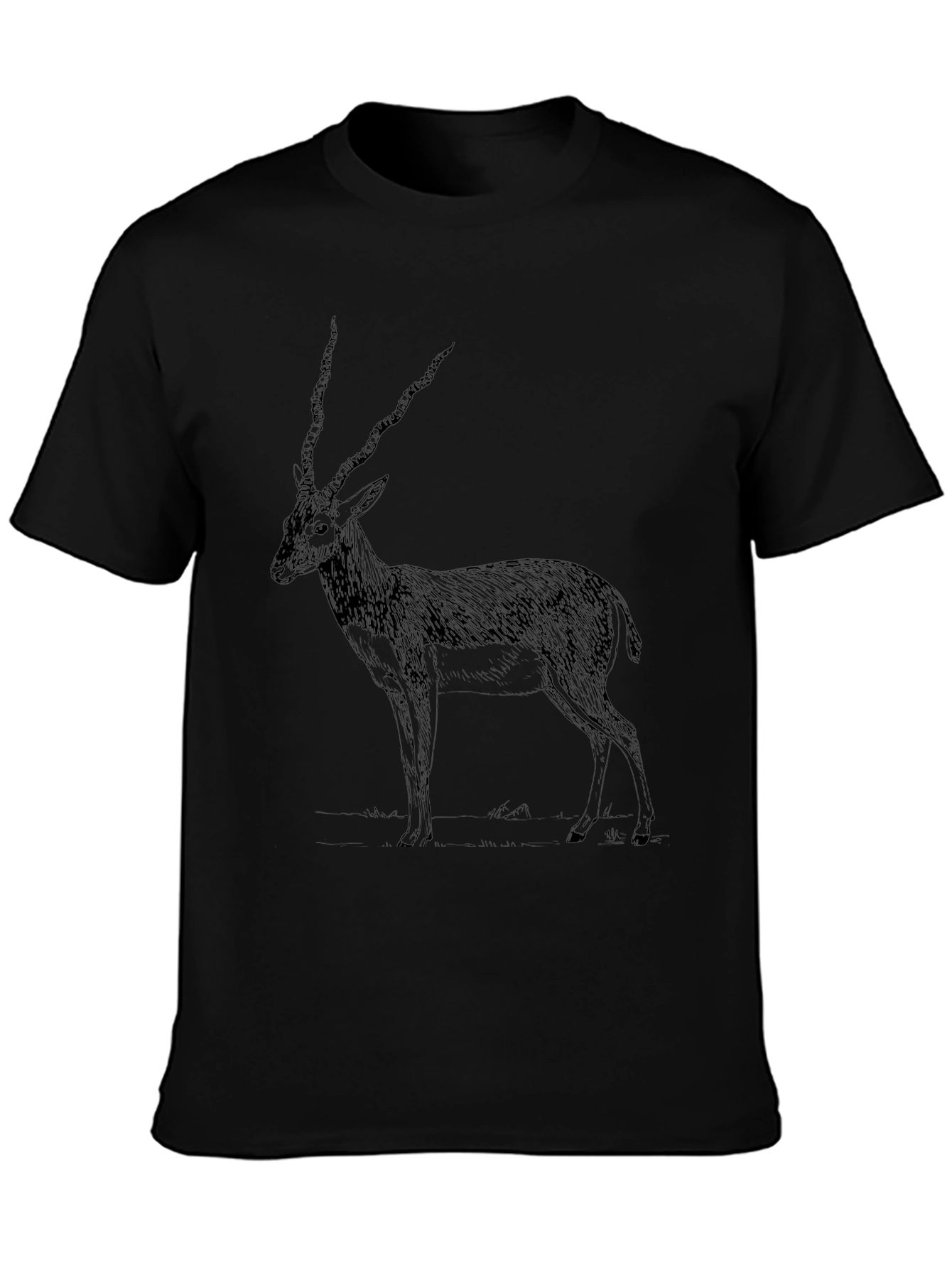 Antelope Graphic Print Black T-Shirt
