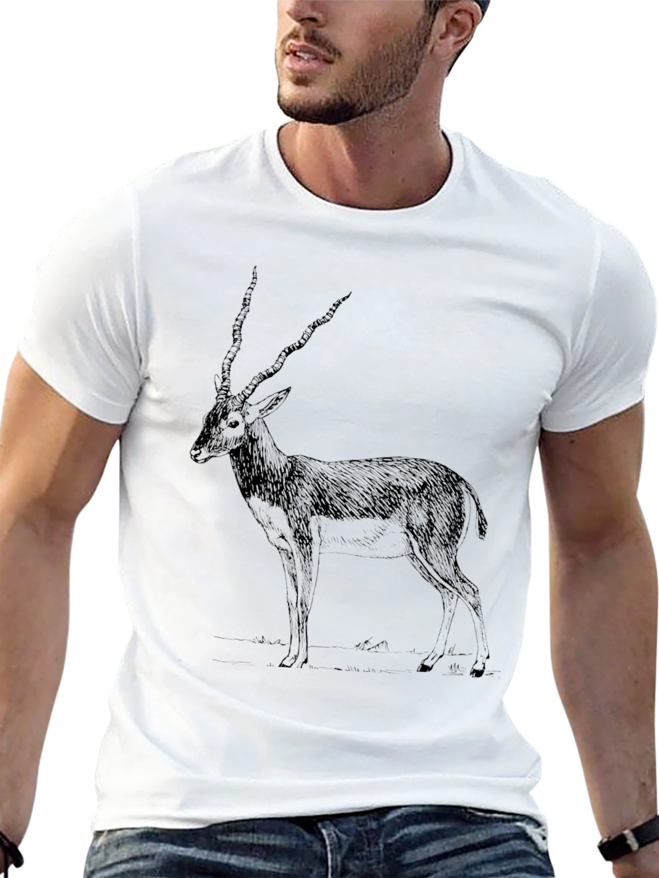 Antelope Graphic Print Black T-Shirt