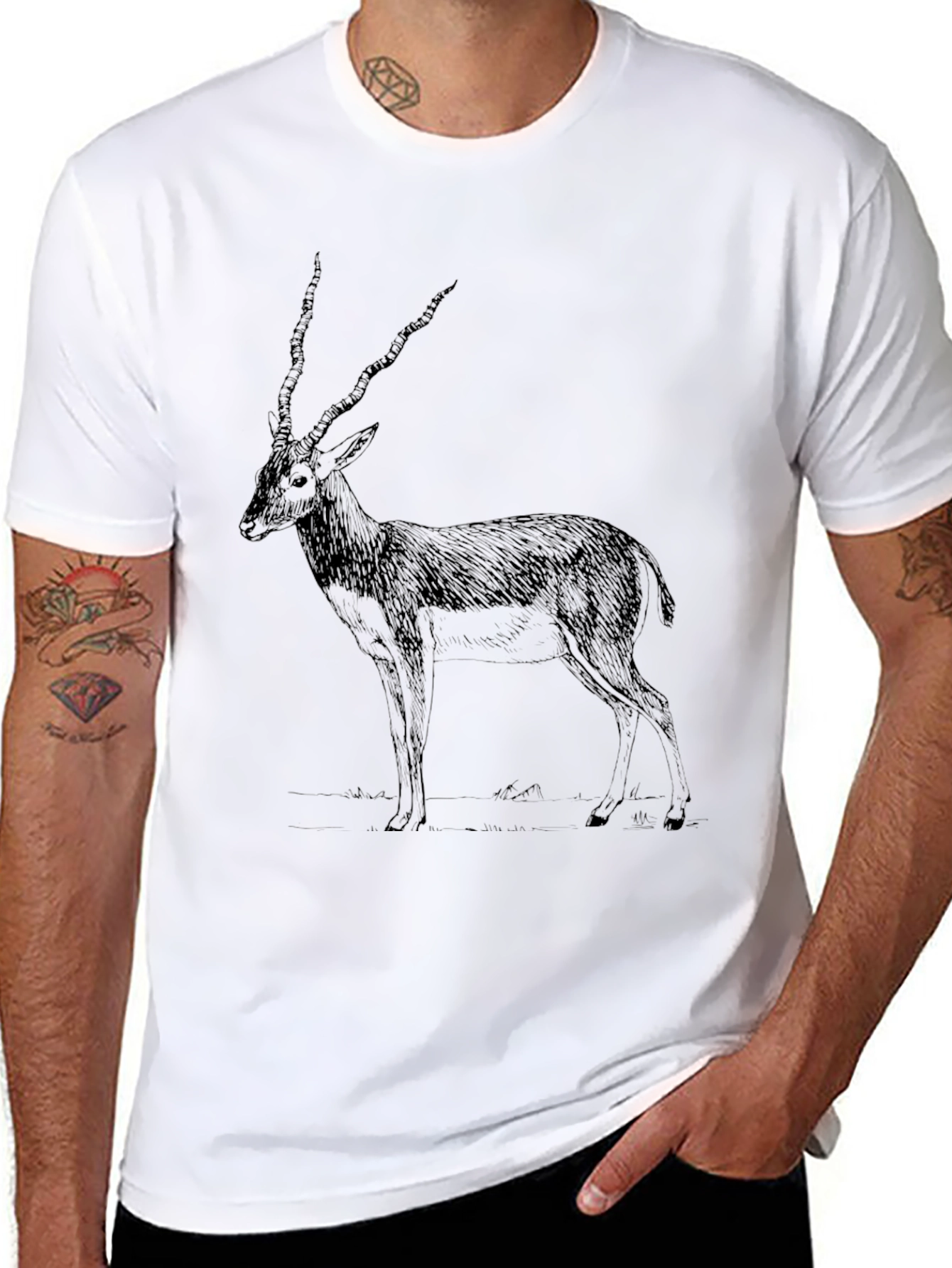 Antelope Graphic Print Black T-Shirt