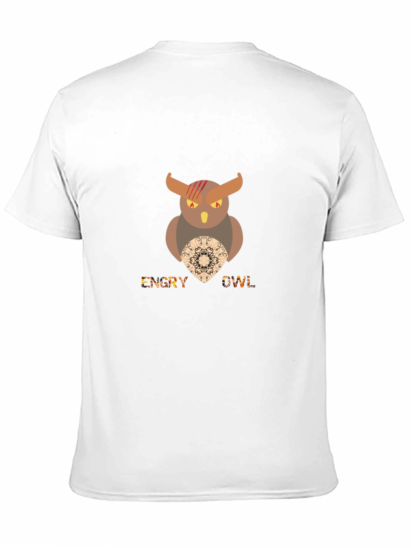 Mens Black Graphic T-Shirt - Angry Owl Design