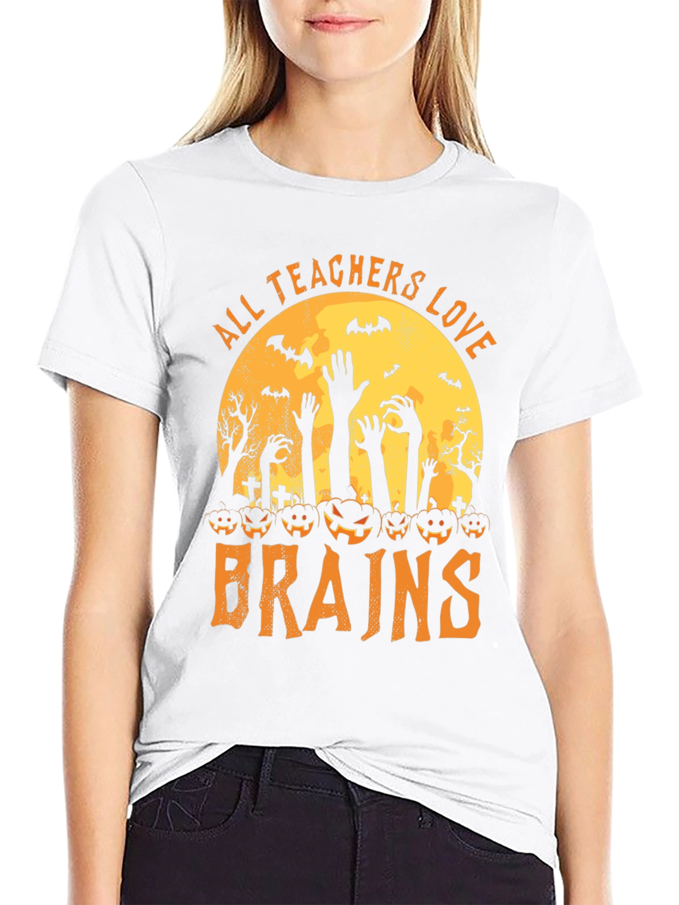 All Teachers Love Brains Halloween Graphic Tee