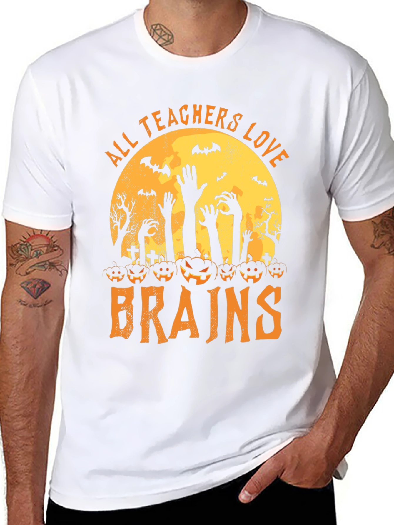 All Teachers Love Brains Halloween Graphic Tee