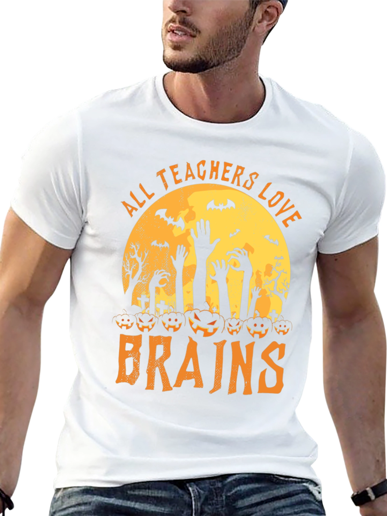 All Teachers Love Brains Halloween Graphic Tee