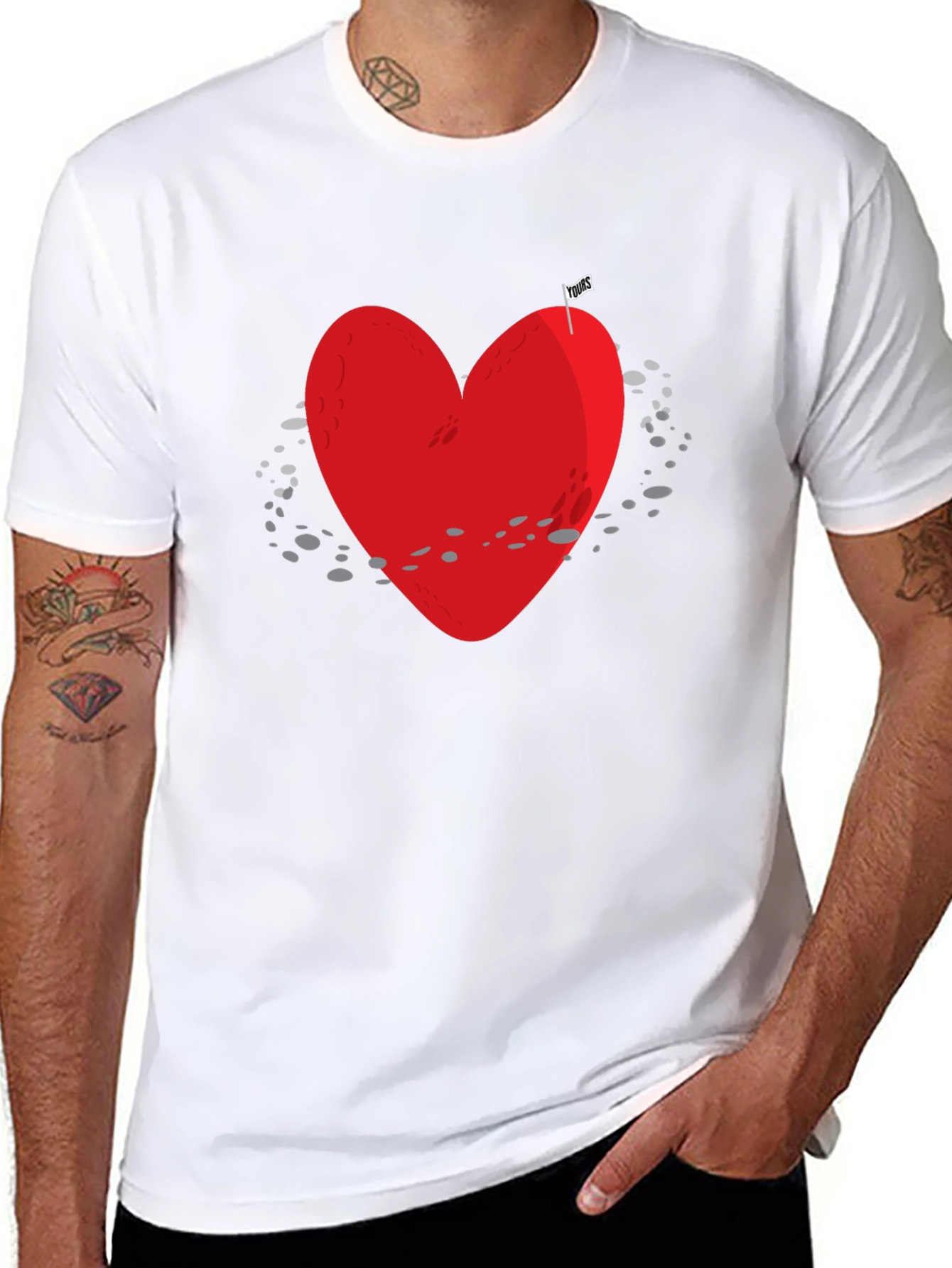 Red Heart Moon T-Shirt - Space Love