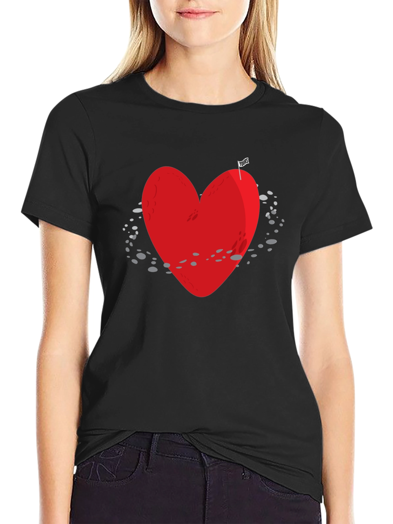 Red Heart Moon T-Shirt - Space Love