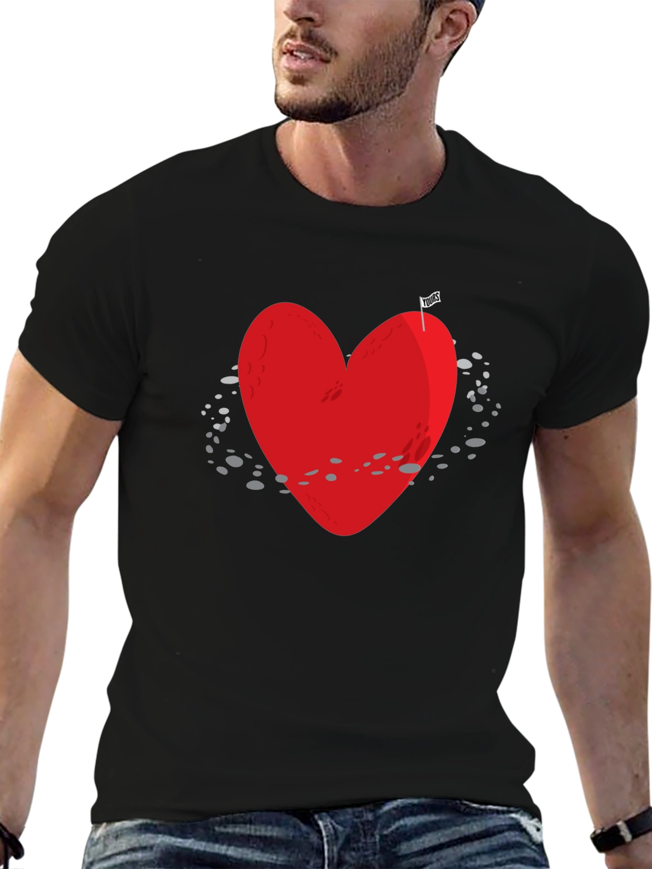 Red Heart Moon T-Shirt - Space Love