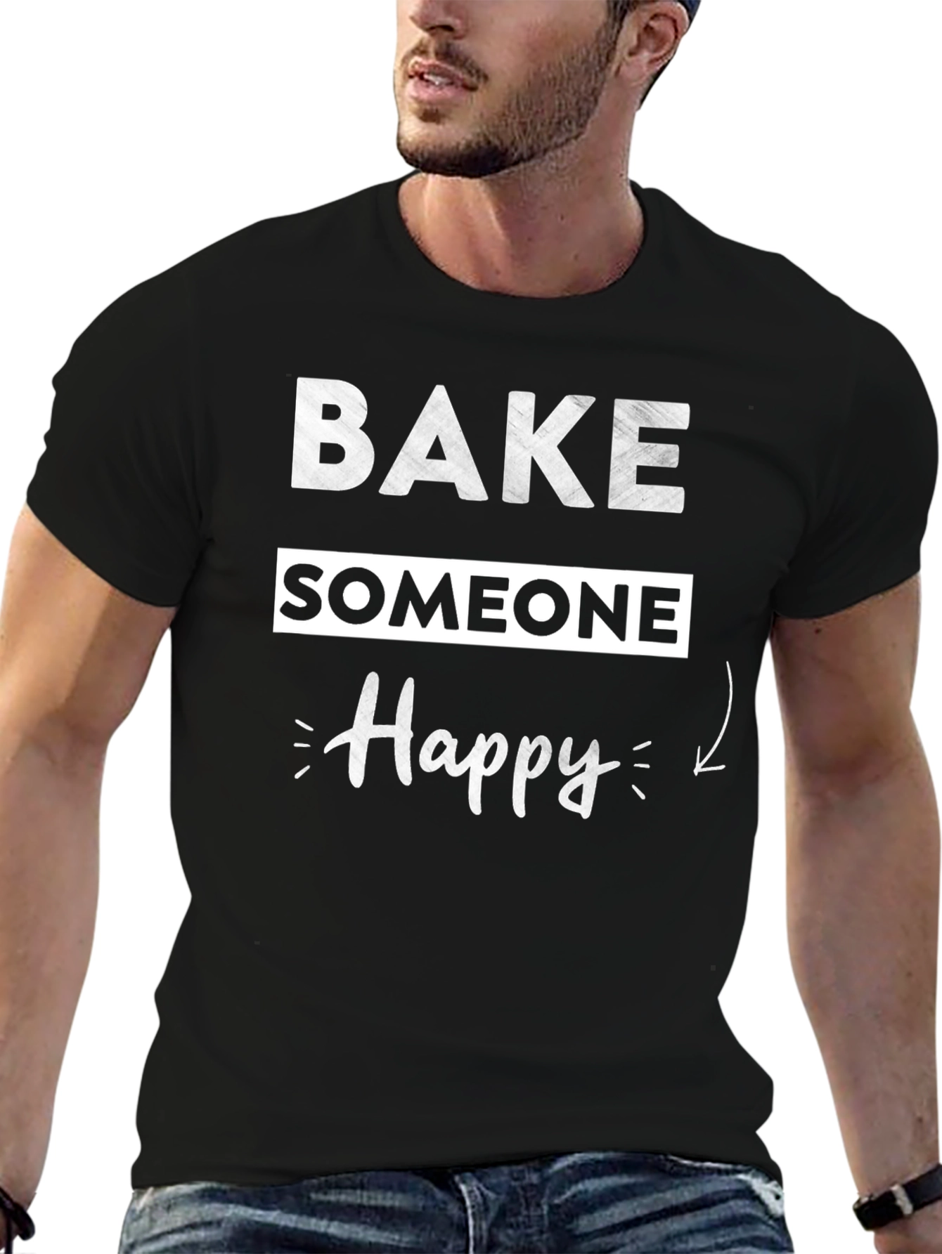 Bake Someone Happy Graphic T-Shirt - Black