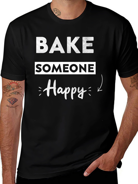 Bake Someone Happy Graphic T-Shirt - Black