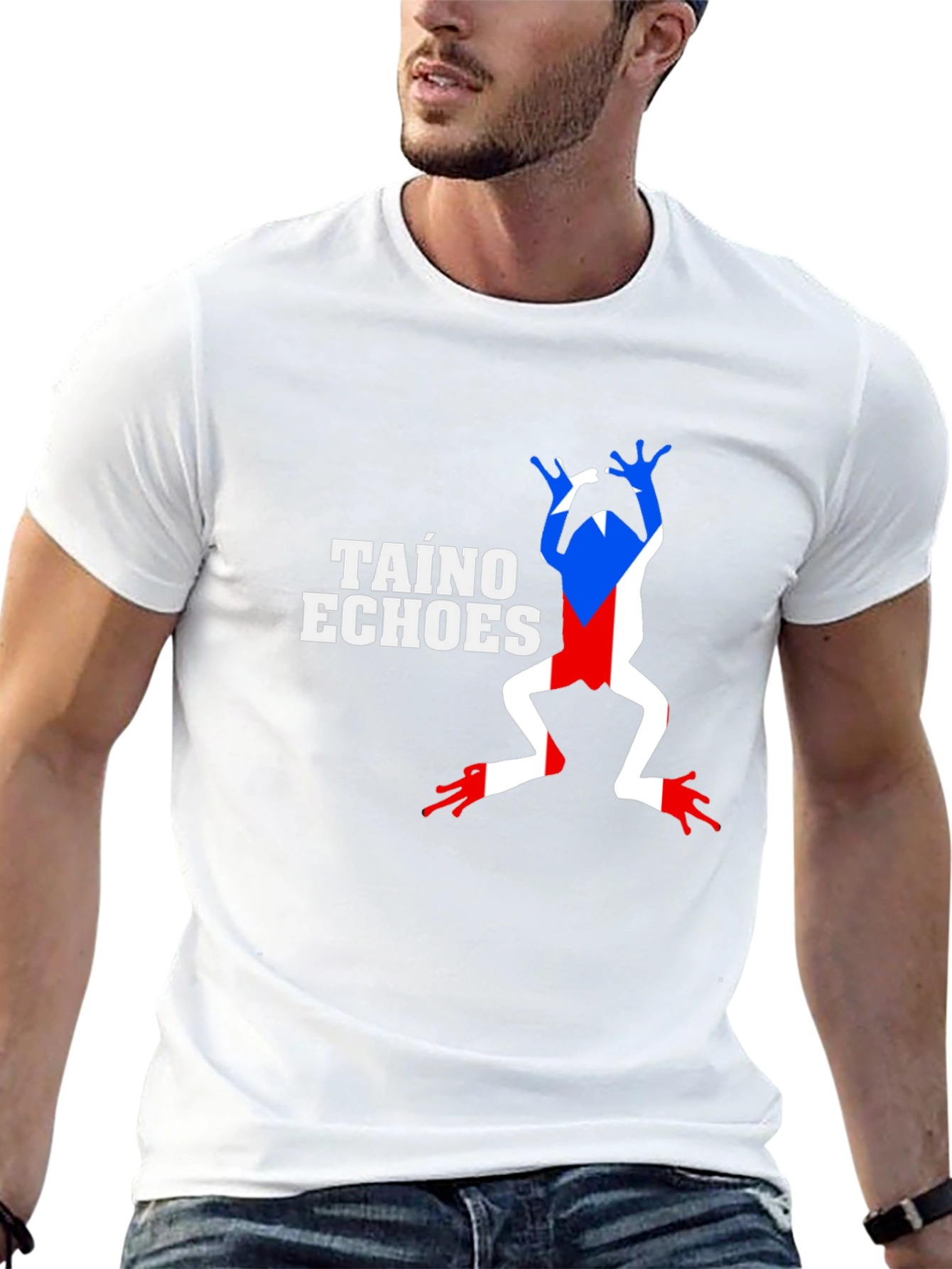 Taino Echoes Puerto Rico Flag Frog Black T-Shirt