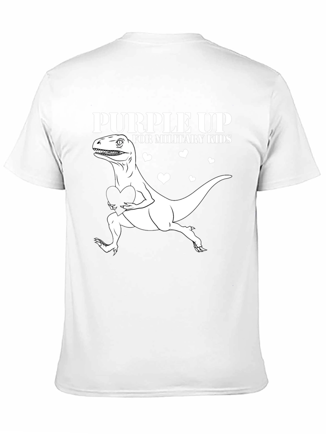 Purple Up Military Kids Dinosaur Heart T-Shirt
