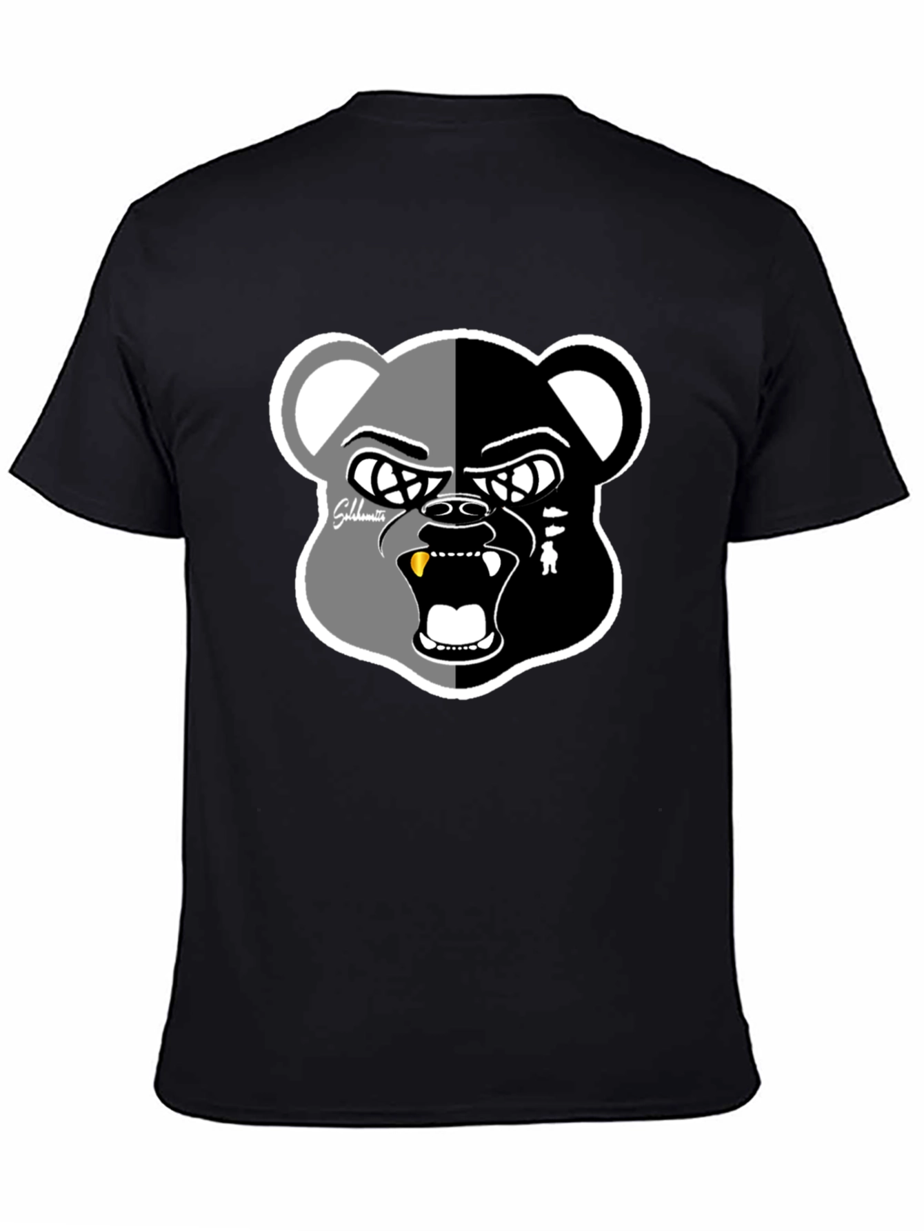 Grizzly Bear Graphic Print Black T-Shirt