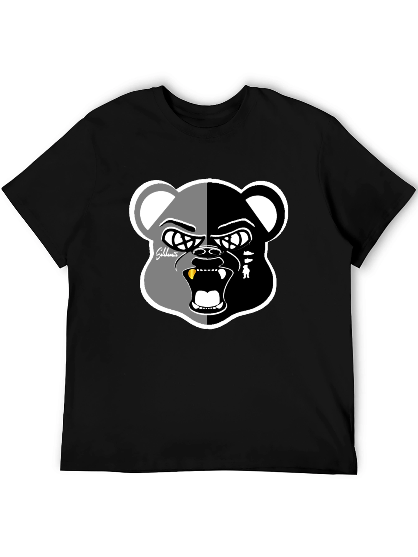 Grizzly Bear Graphic Print Black T-Shirt