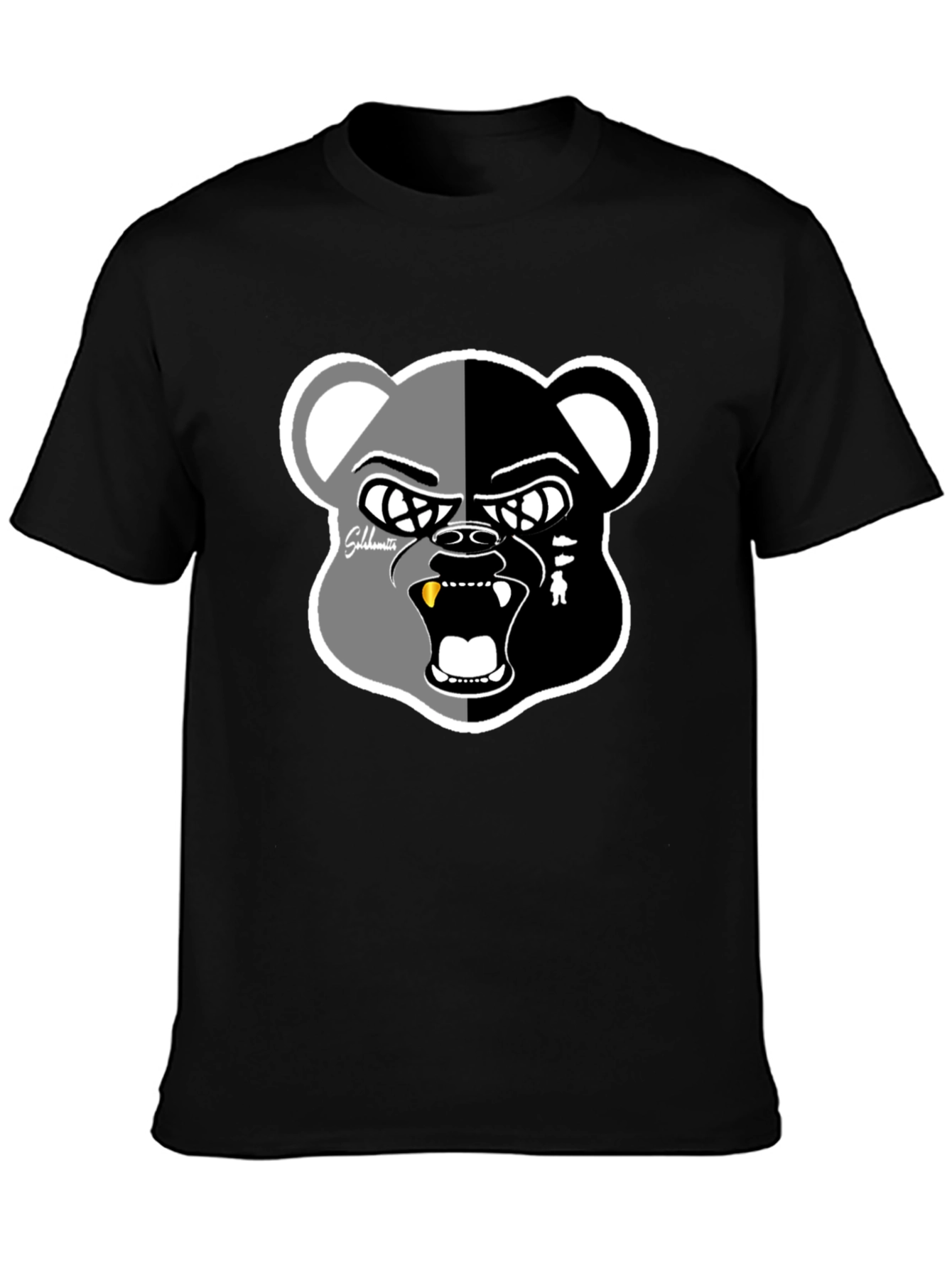 Grizzly Bear Graphic Print Black T-Shirt