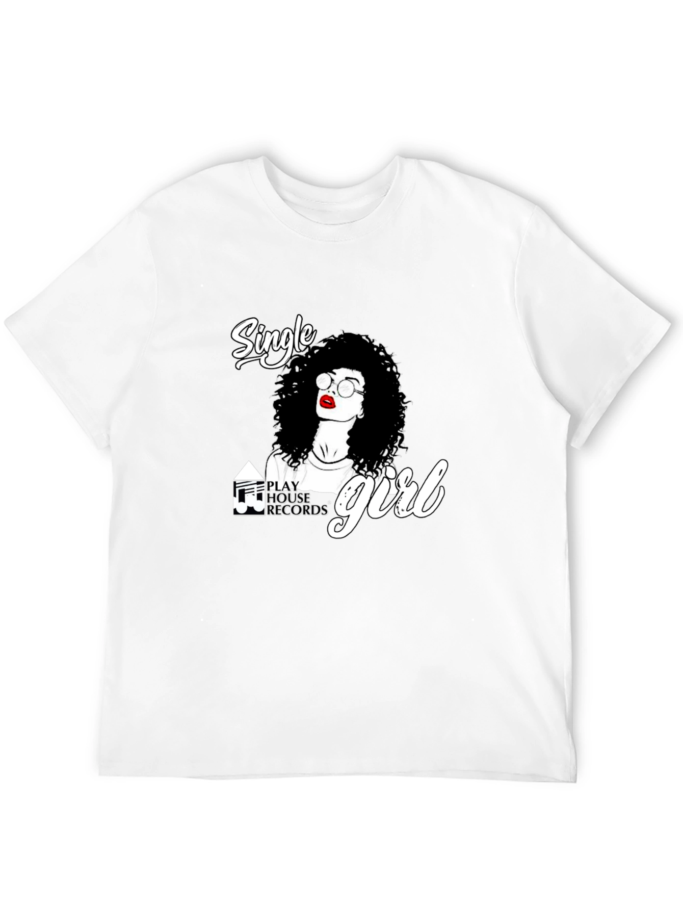 Single Girl Graphic Tee - Black Cotton Blend
