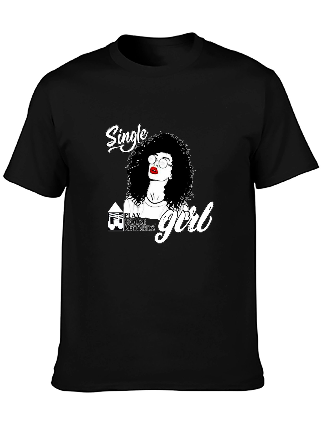 Single Girl Graphic Tee - Black Cotton Blend