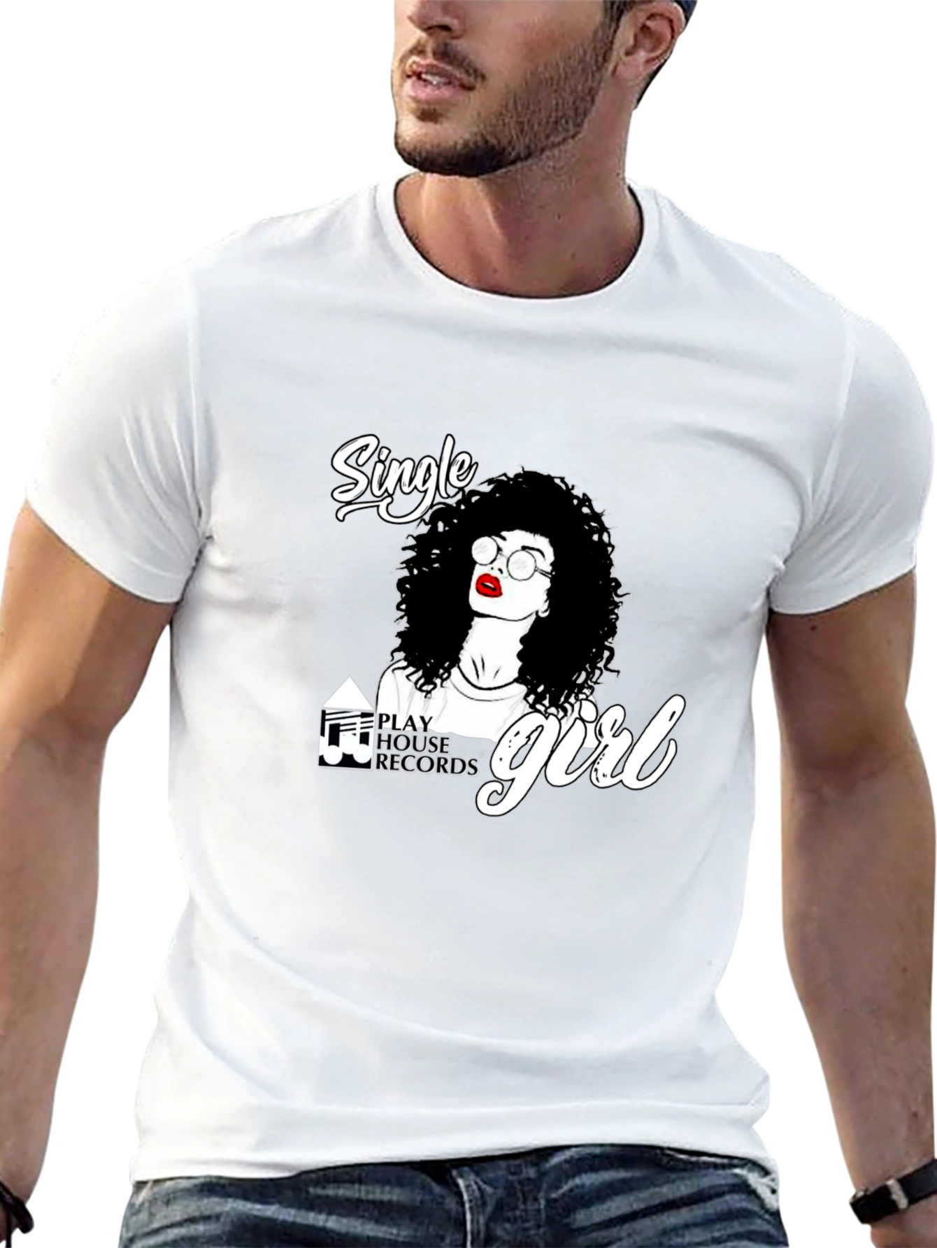 Single Girl Graphic Tee - Black Cotton Blend