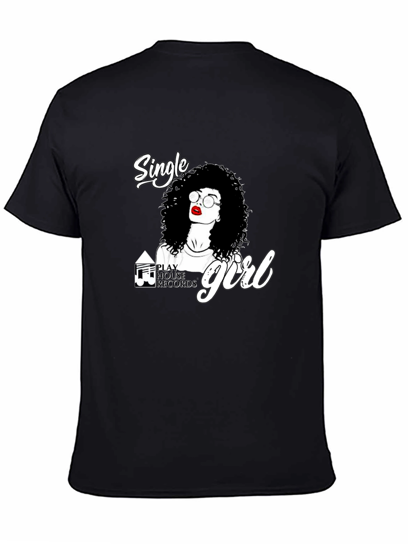 Single Girl Graphic Tee - Black Cotton Blend