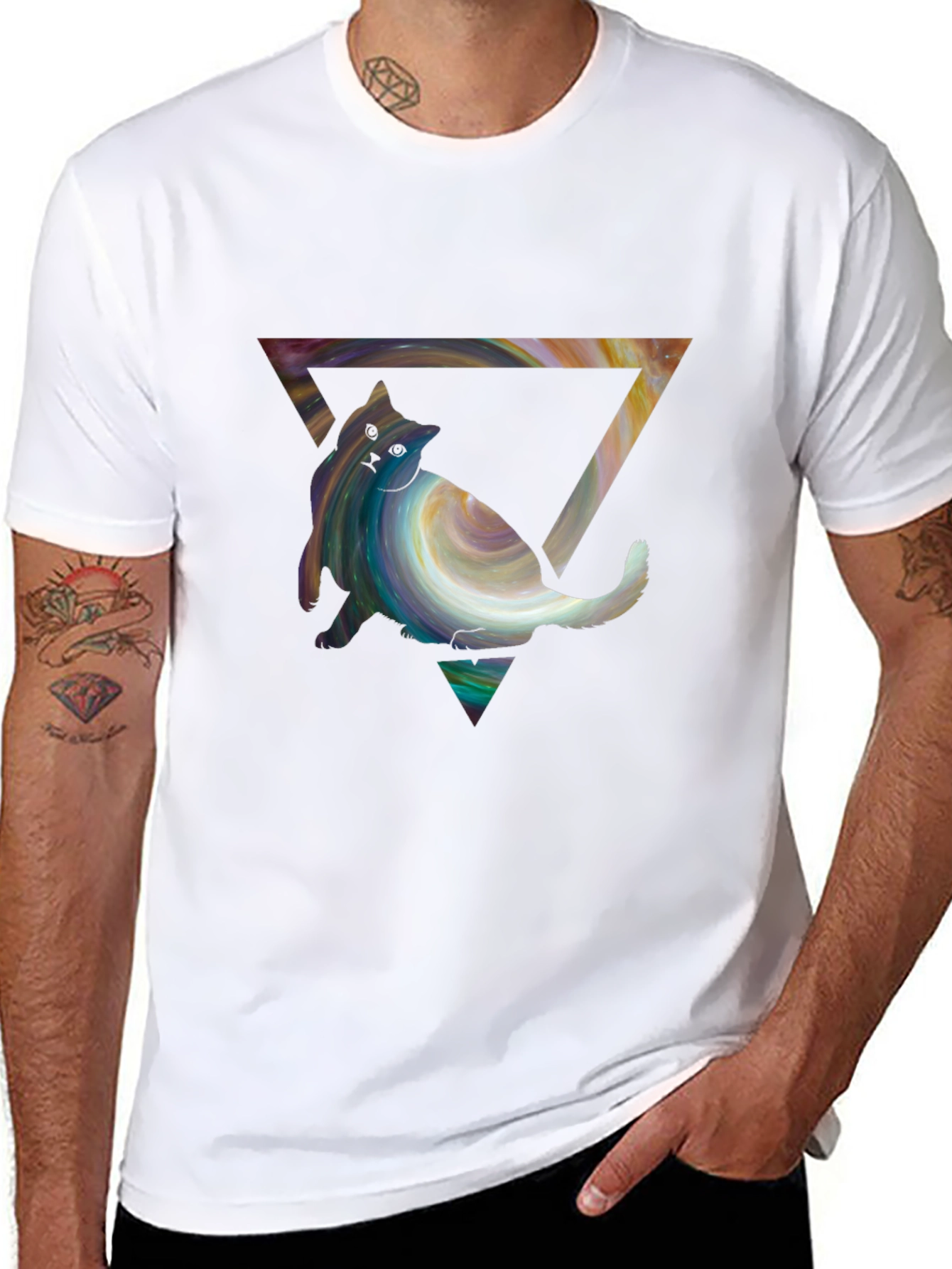 Abstract Cat Triangle T-Shirt