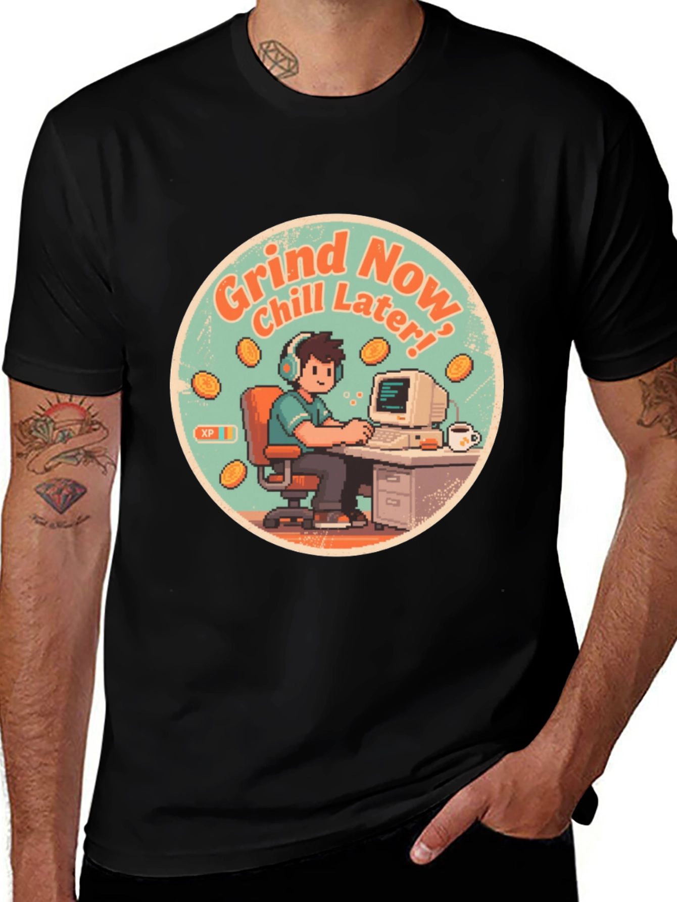 Grind Now Chill Later Black T-Shirt