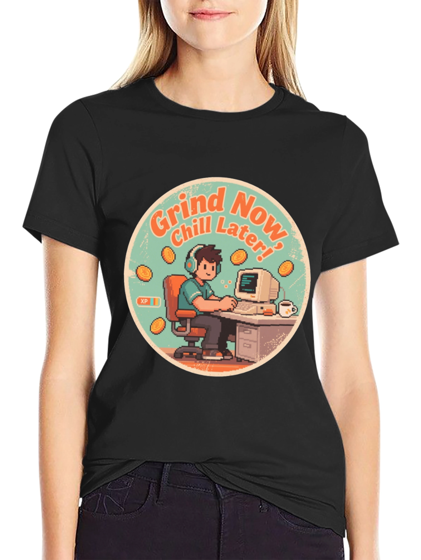 Grind Now Chill Later Black T-Shirt