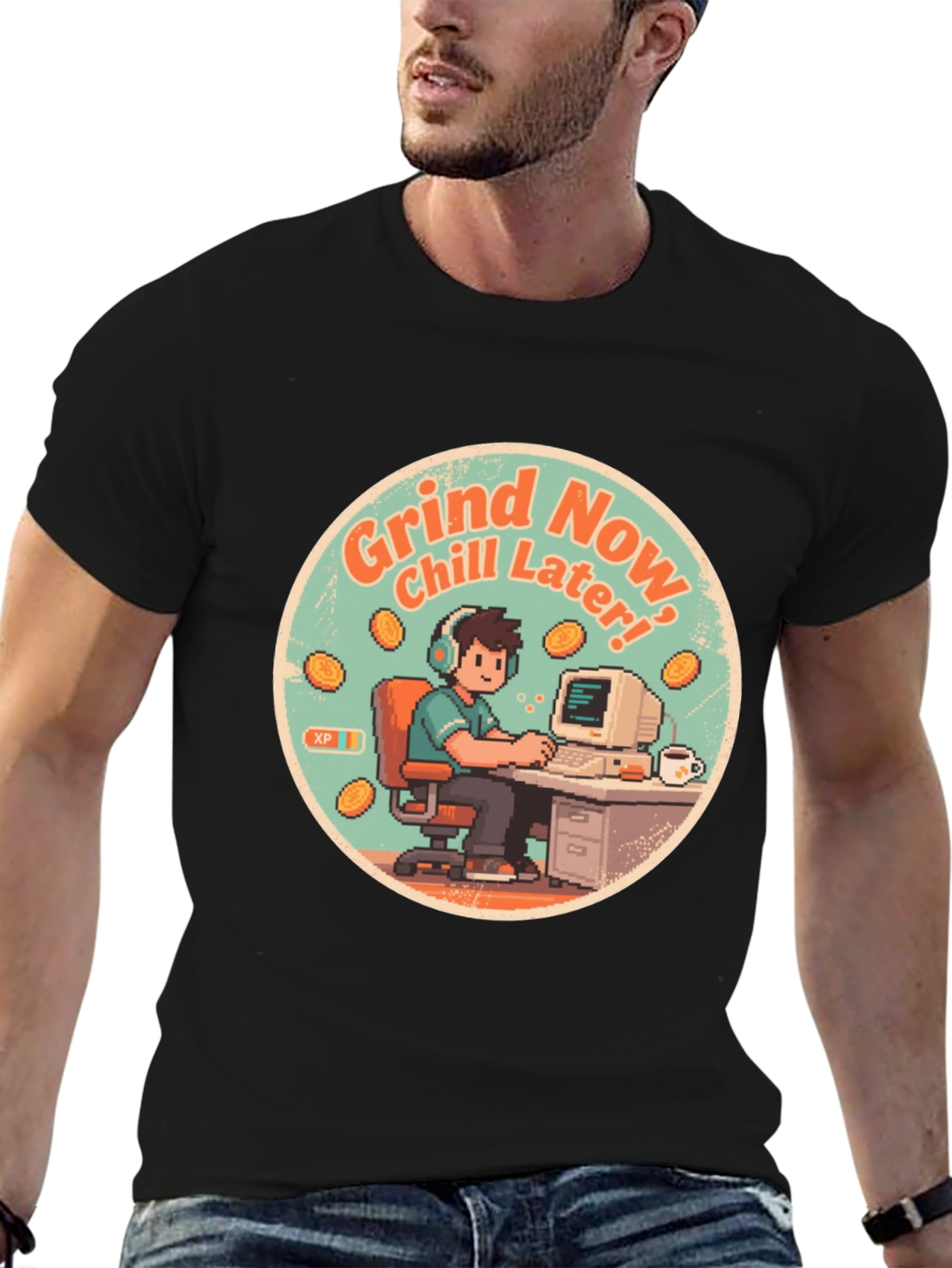 Grind Now Chill Later Black T-Shirt