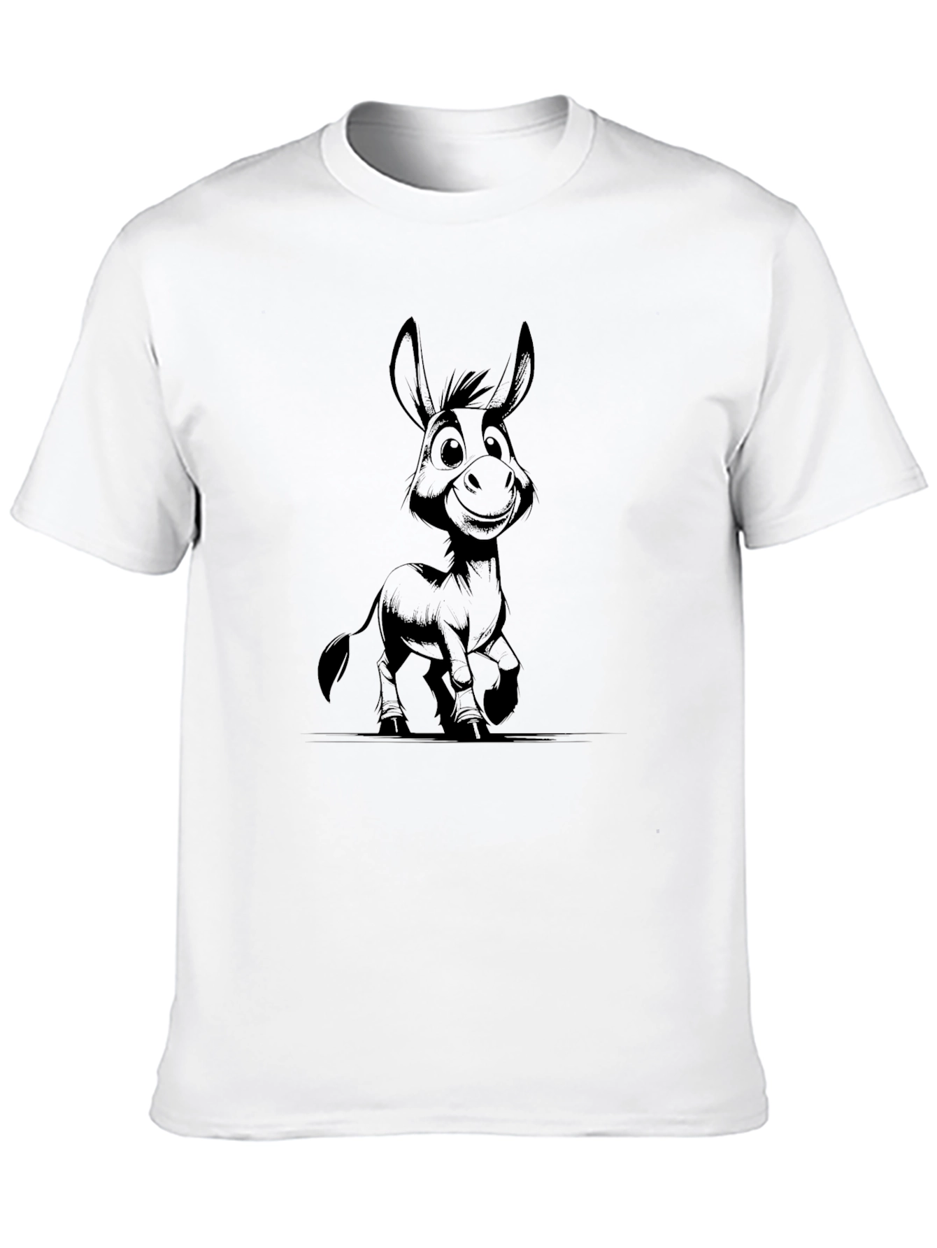 Cartoon Donkey Black T-Shirt