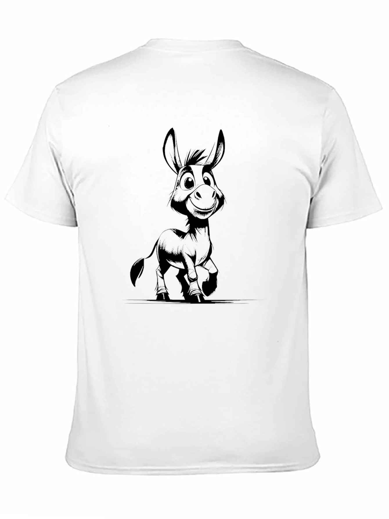 Cartoon Donkey Black T-Shirt