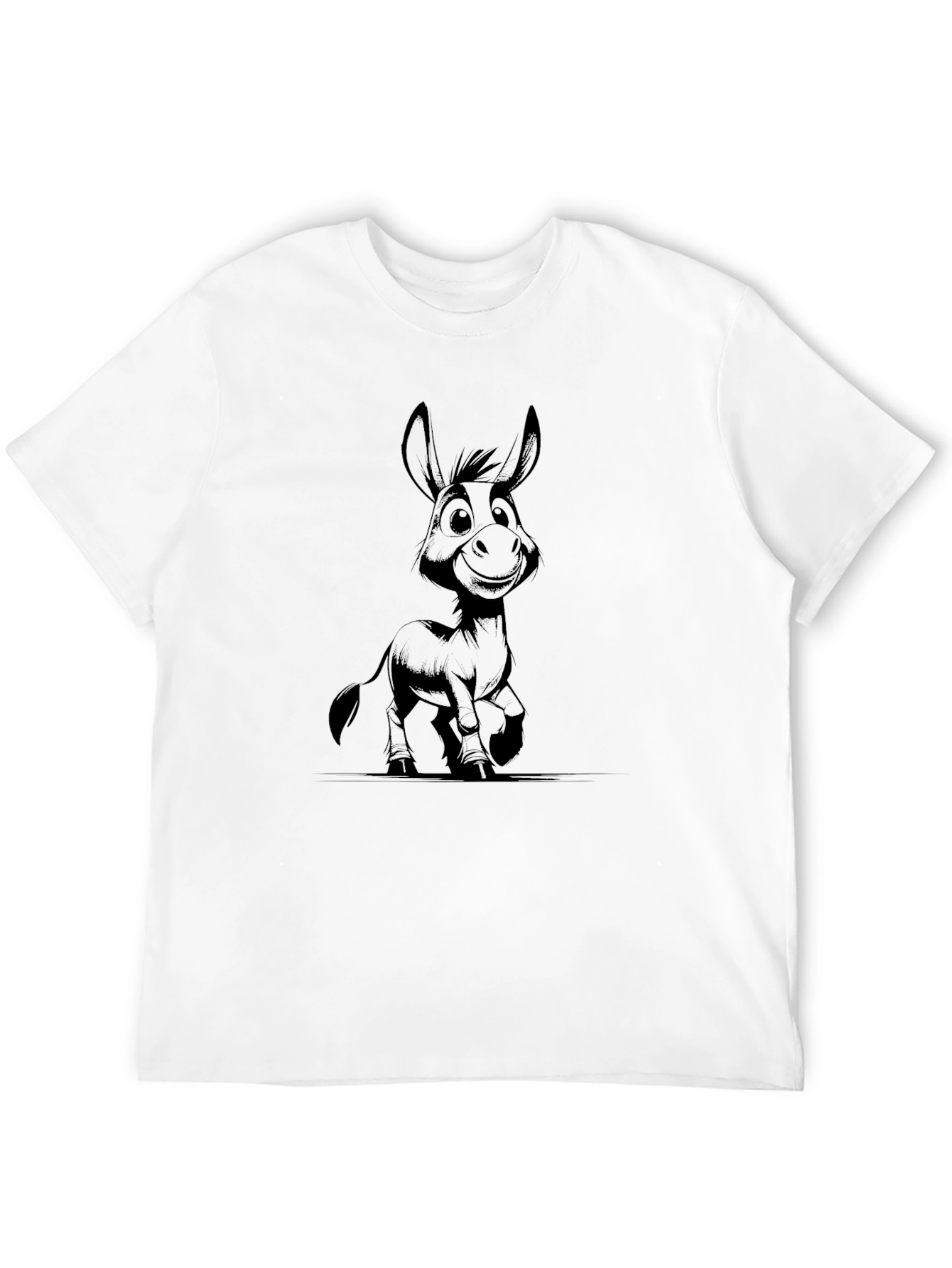 Cartoon Donkey Black T-Shirt