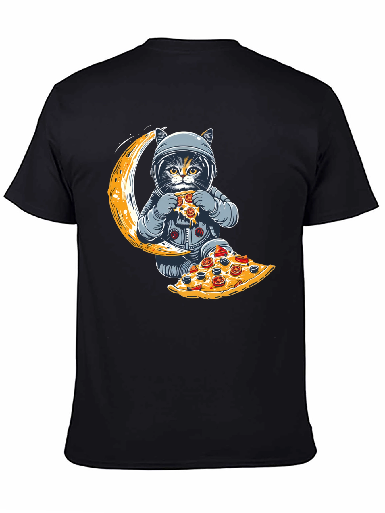 Astronaut Cat Pizza Moon T-Shirt