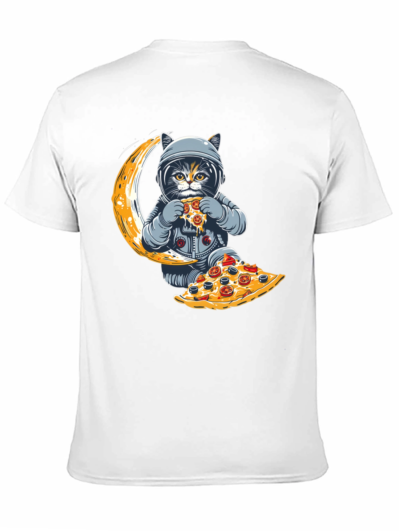 Astronaut Cat Pizza Moon T-Shirt