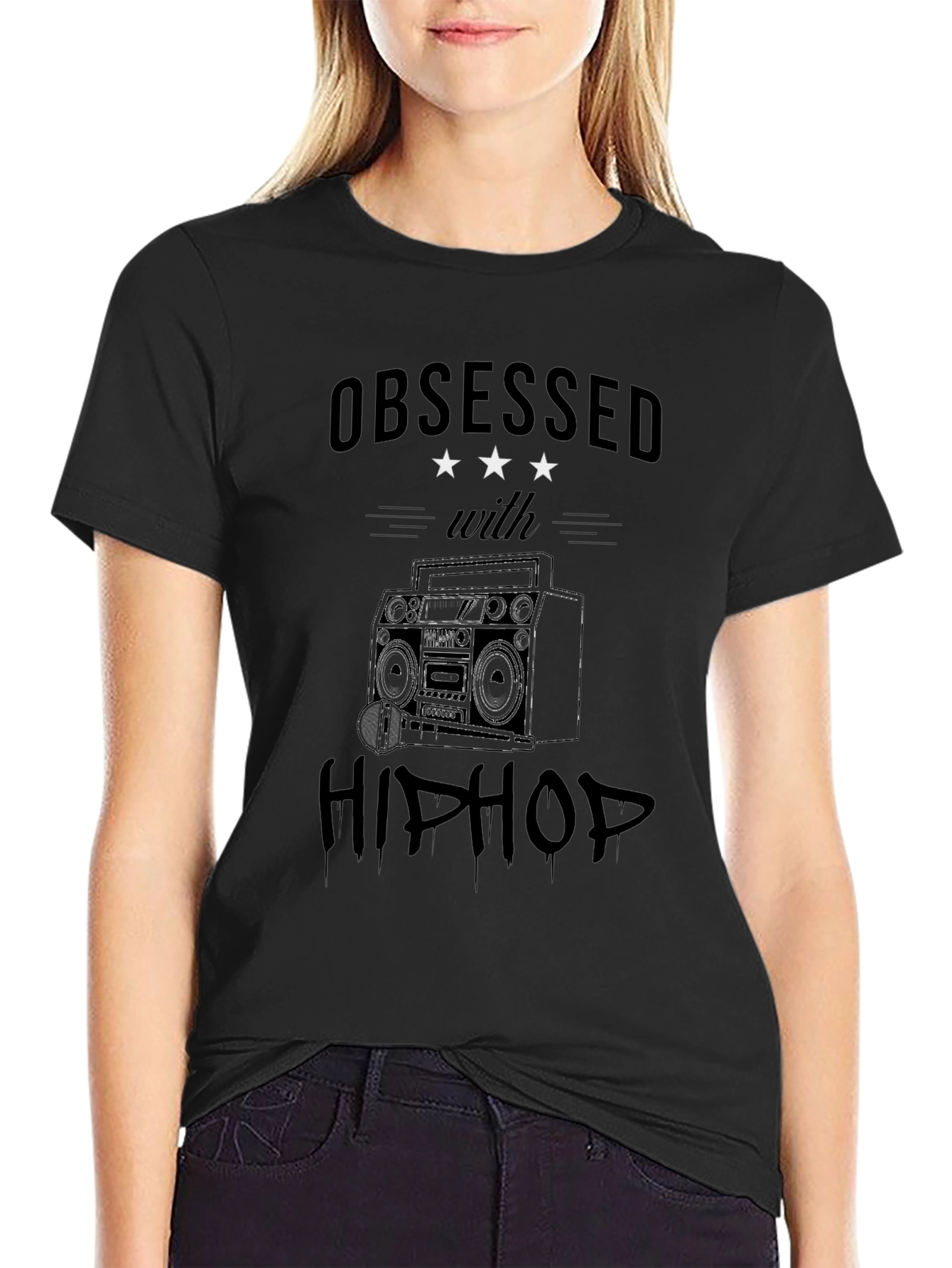 Obsessed With Hip Hop Graphic Tee - Black