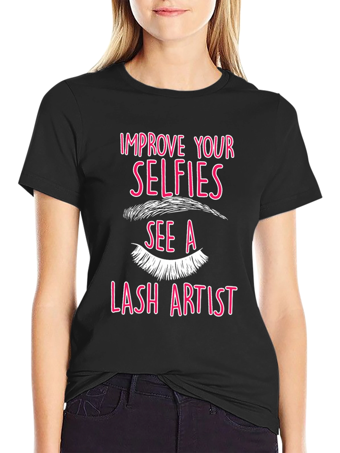 Selfie Lash Artist Graphic Tee - Black