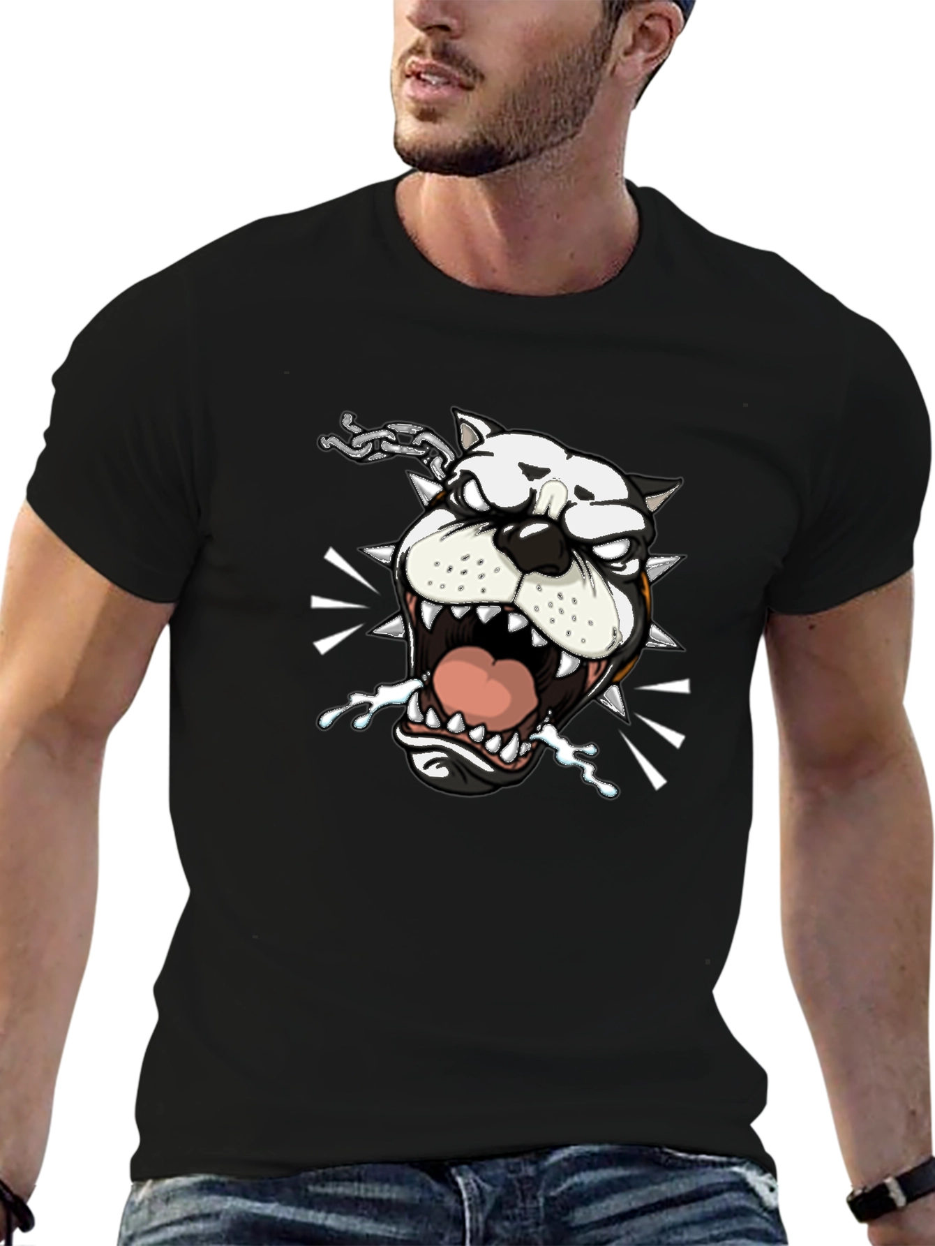 Mens Black Bulldog Graphic Tee