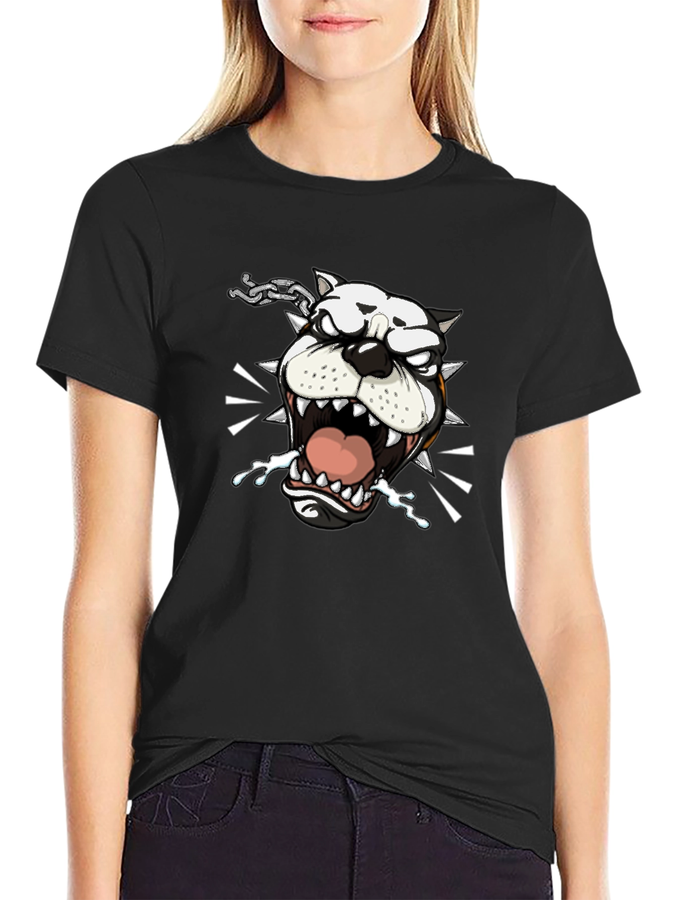 Mens Black Bulldog Graphic Tee