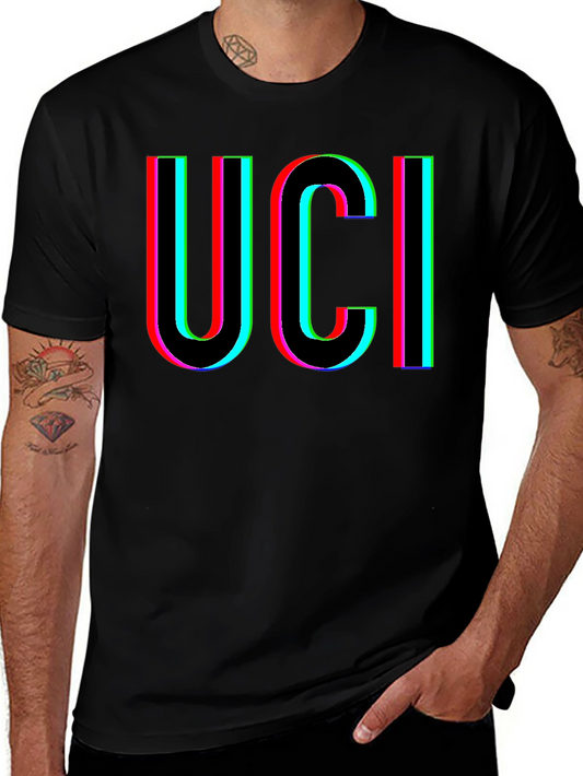 UCI Retro Glitch Graphic Black T-Shirt