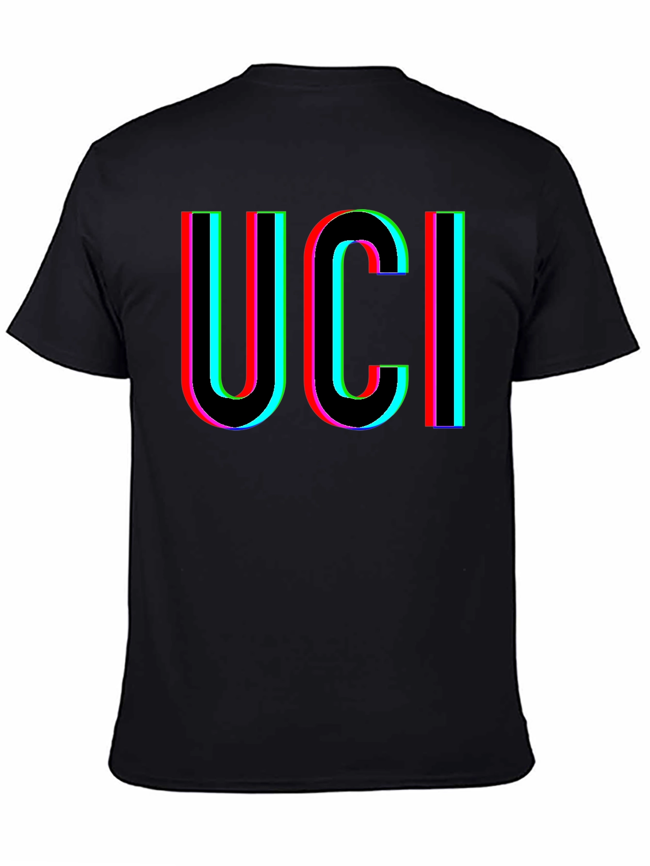 UCI Retro Glitch Graphic Black T-Shirt