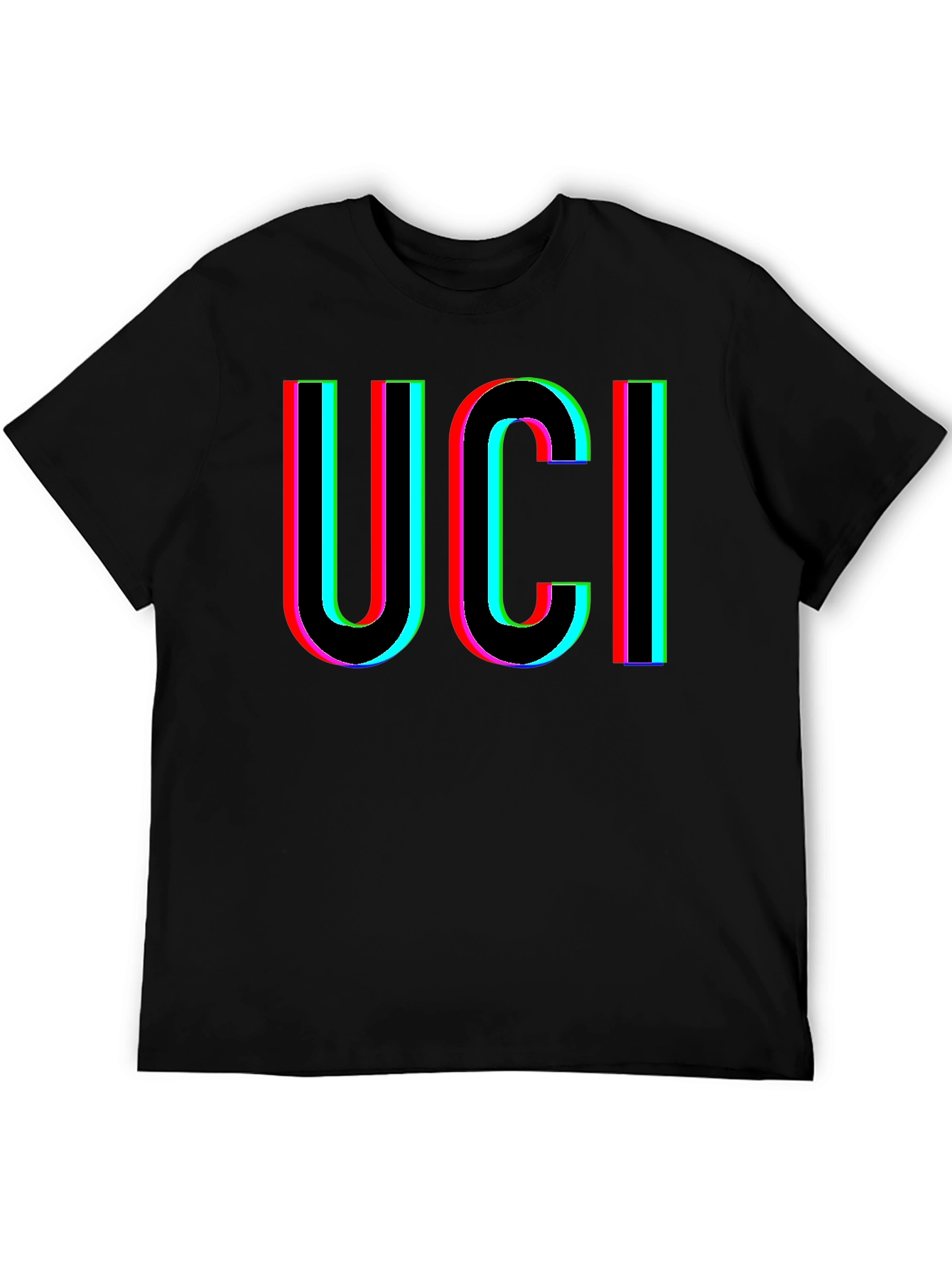 UCI Retro Glitch Graphic Black T-Shirt
